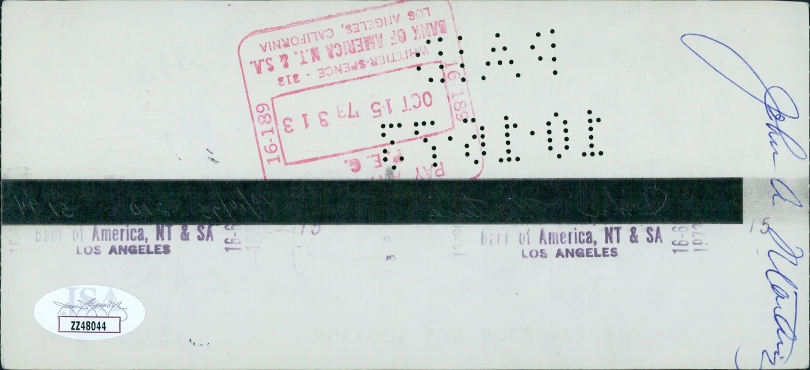 Frank Zappa Signed Cancelled Check JSA Authenticated, image 2