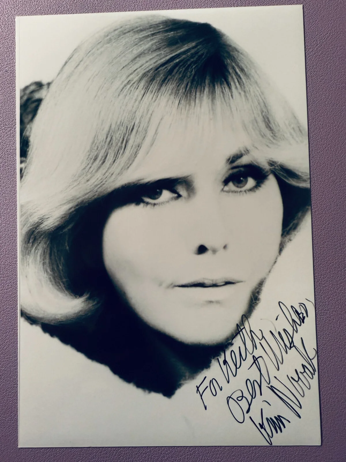 KIM NOVAK — Kim Novak Signed W/ COA • 5"x7" Signed & Inscribed Movie Photo