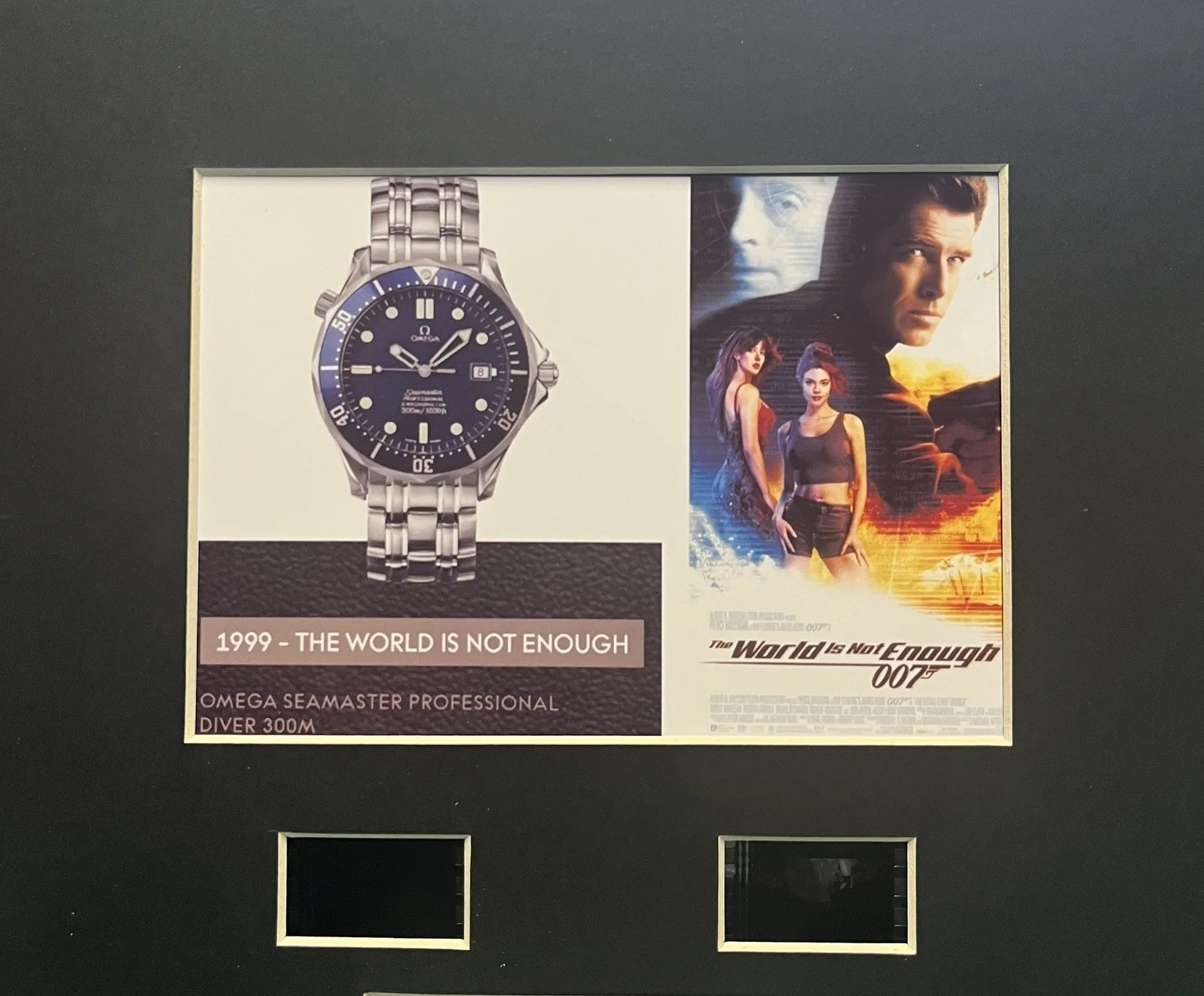 OMEGA SEAMASTER WATCH. The World is Not Enough. 35mm Film Cell Mounted Display, image 3