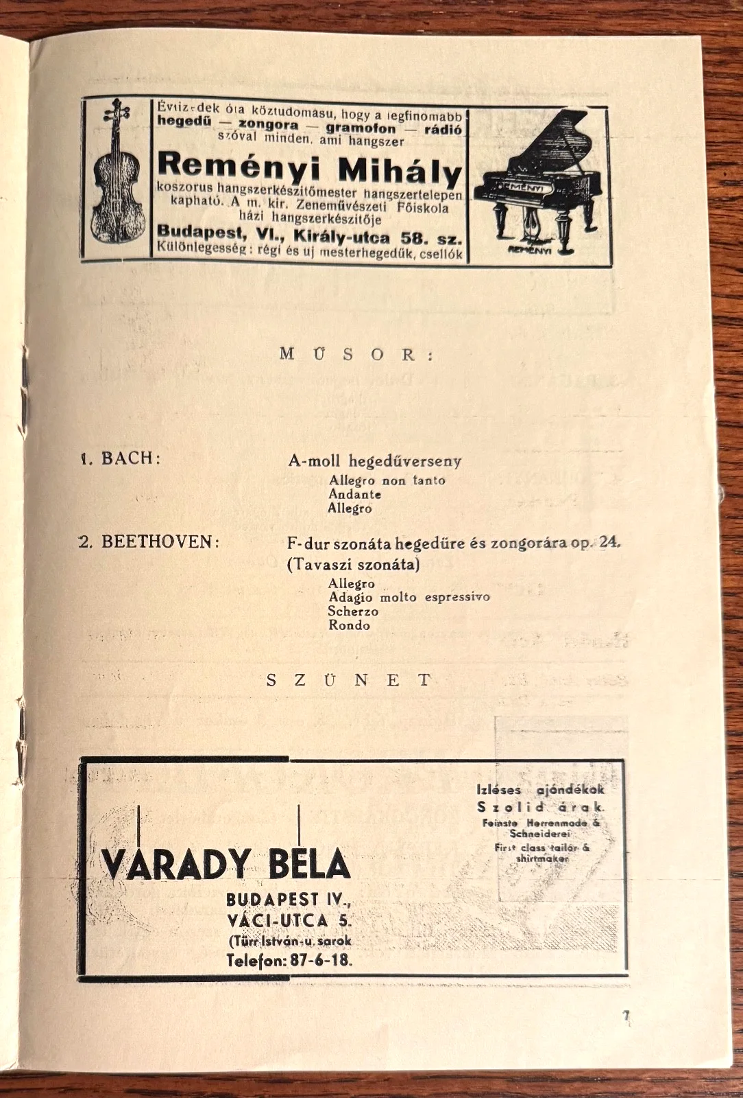 ZINO FRANCESCATTI Autographed Program, Budapest, 1936 French violinist, image 3