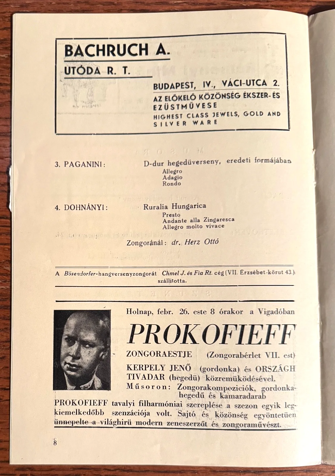 ZINO FRANCESCATTI Autographed Program, Budapest, 1936 French violinist, image 4