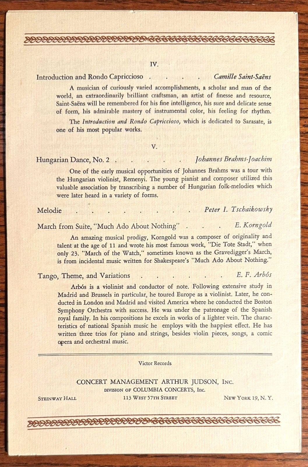 JOSEPH FUCHS autographed program American Violinist, VALENTIN PAVLOVSKY pianist, image 4
