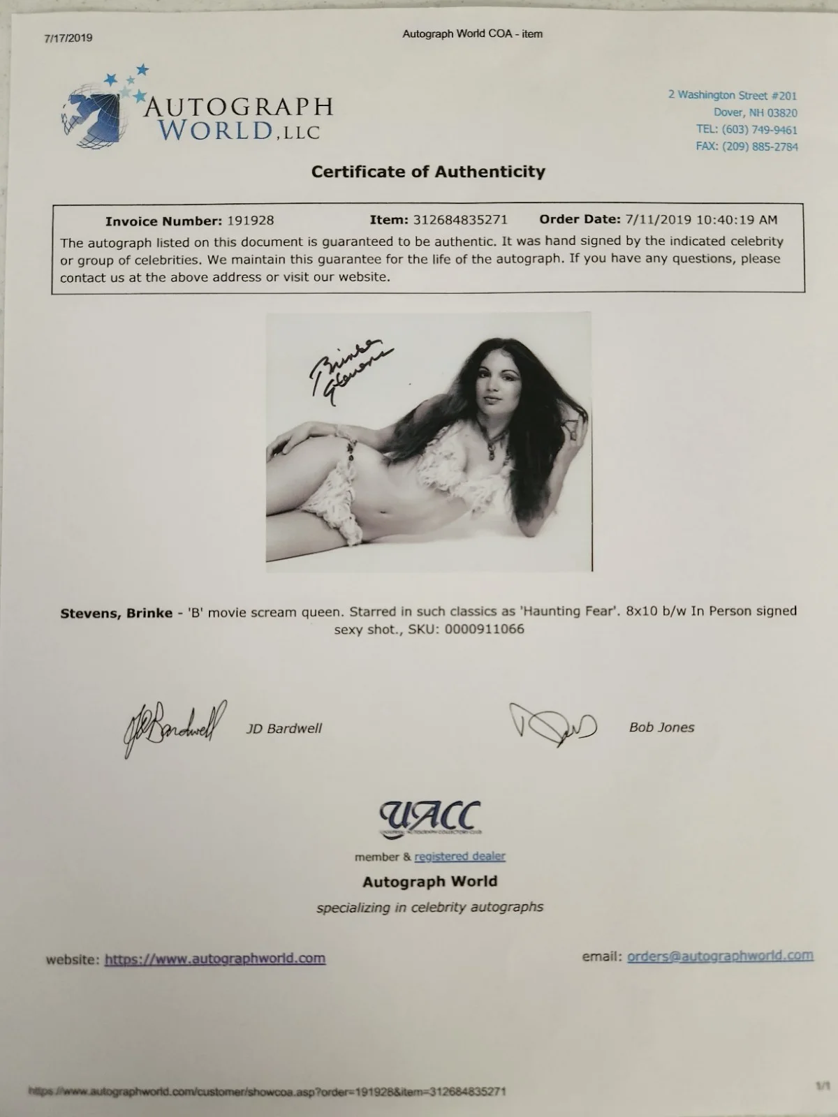Brinke Stevens Signed Autographed 8x10" Photograph AW COA Sexy Portrait, изображение 4
