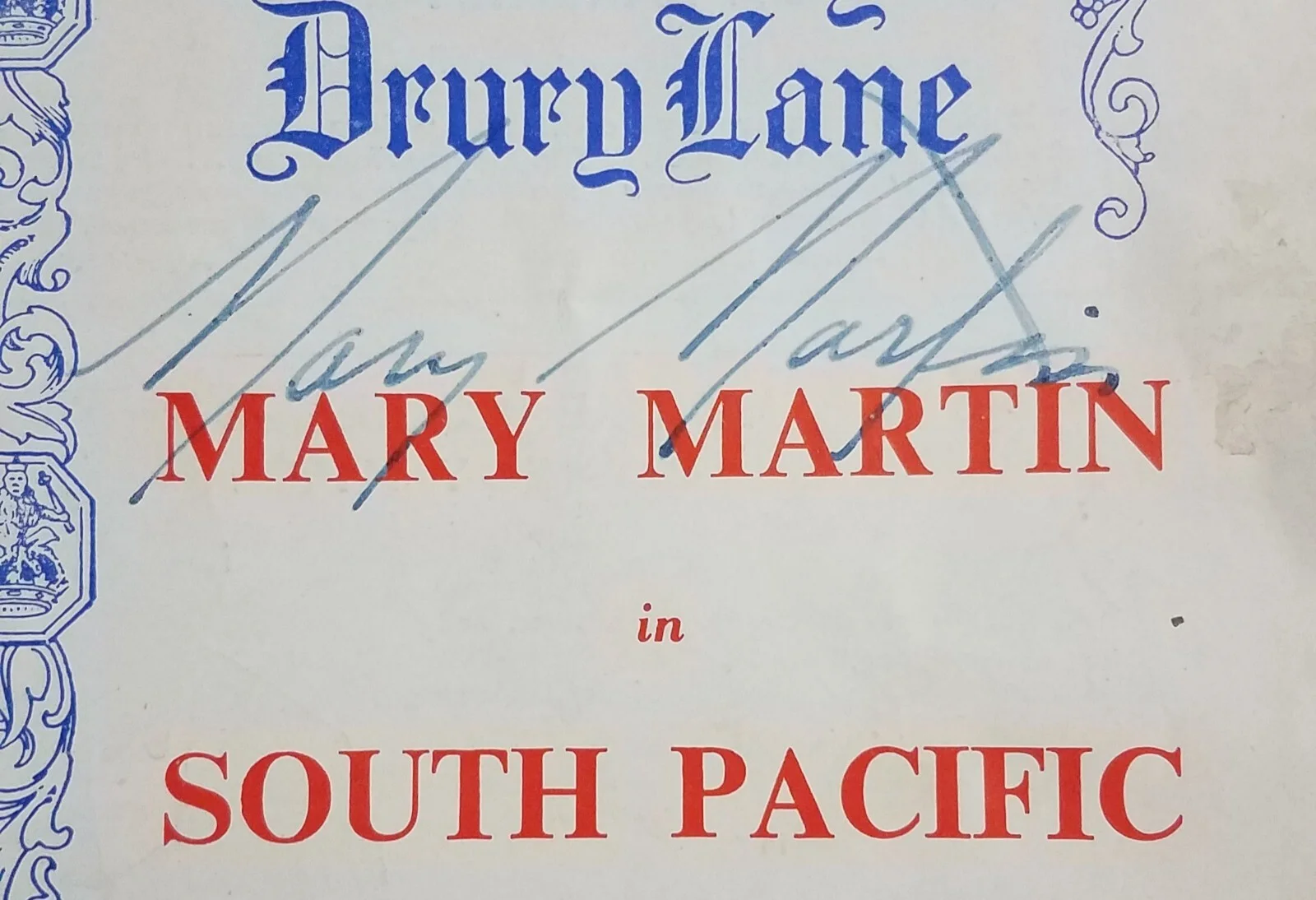 Mart Martin — Mary Martin Signed Autograph 1951 Program Theatre Royal Drury Lane South Pacific, image 2