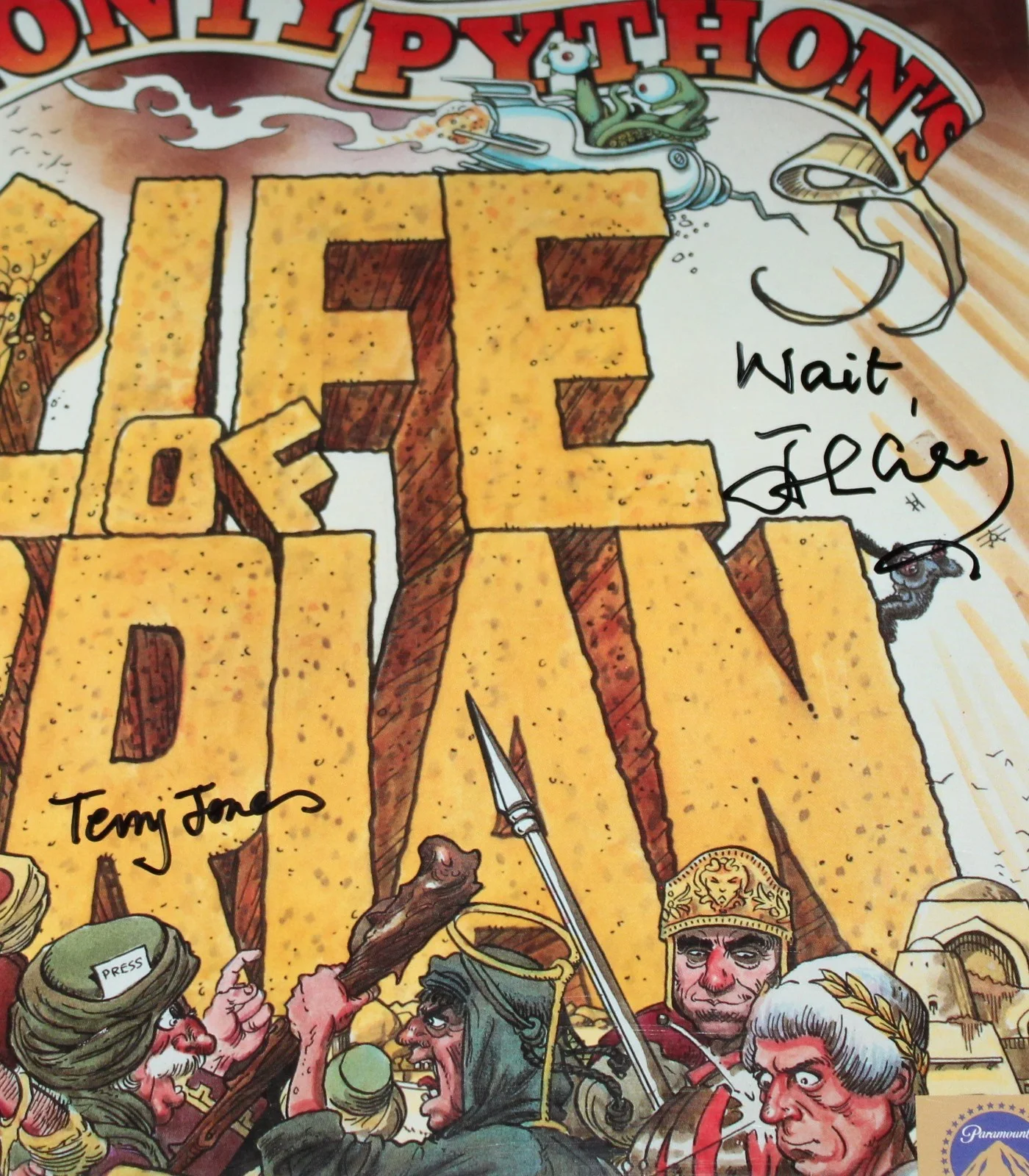 John Cleese, Terry Jones — Monty Python Life of Brian old movie Laserdisc autograph John Cleese Terry Jones, изображение 3