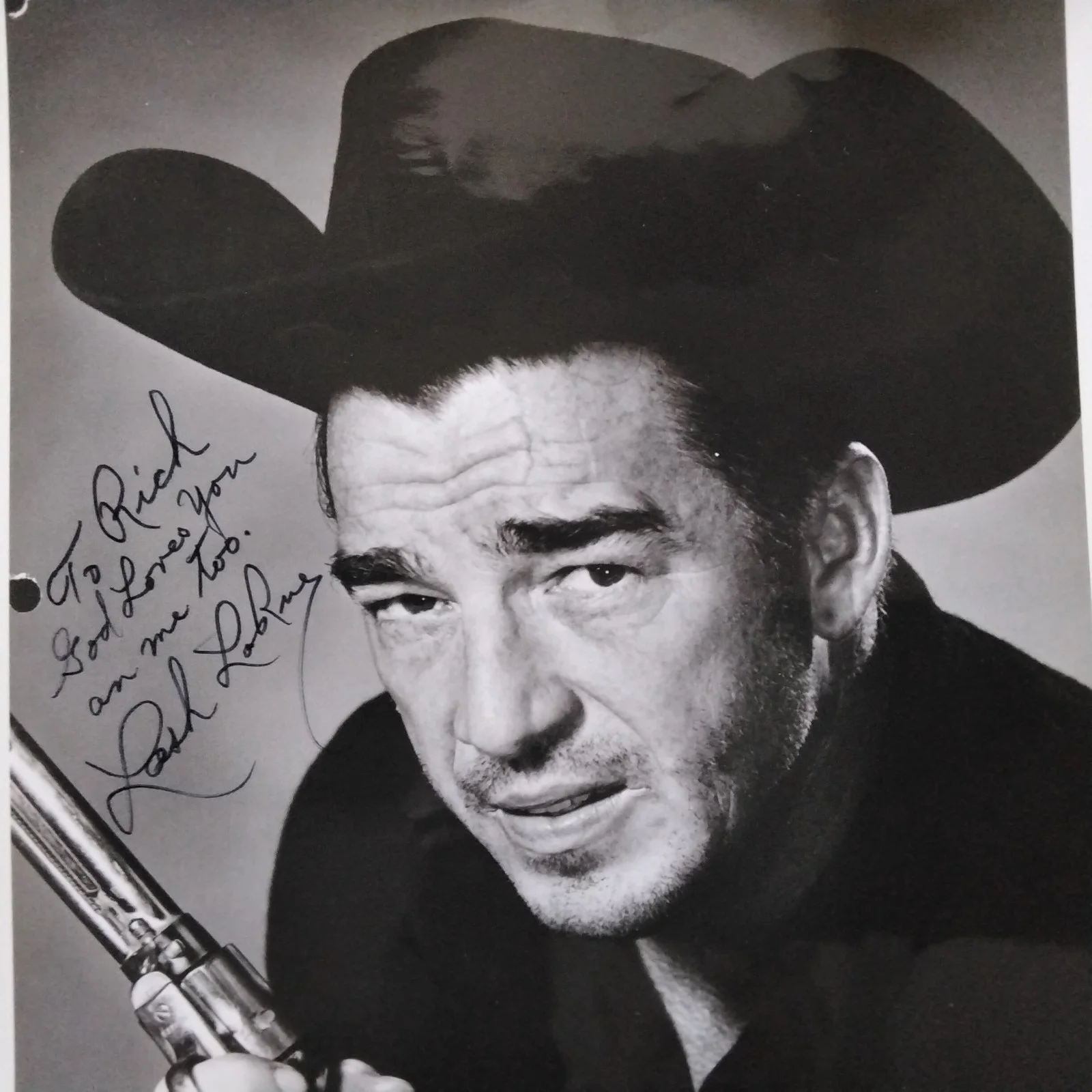 Lash LaRue SIGNED Photo 40s Film TV Actor King of Bullwhip Caravan Trail Western, изображение 2