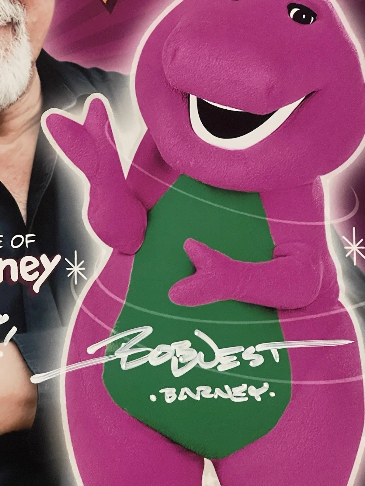 Bob West — BOB WEST Signed BARNEY THE DINOSAUR 8x10 Photo Autograph W/inscription JSA, изображение 2