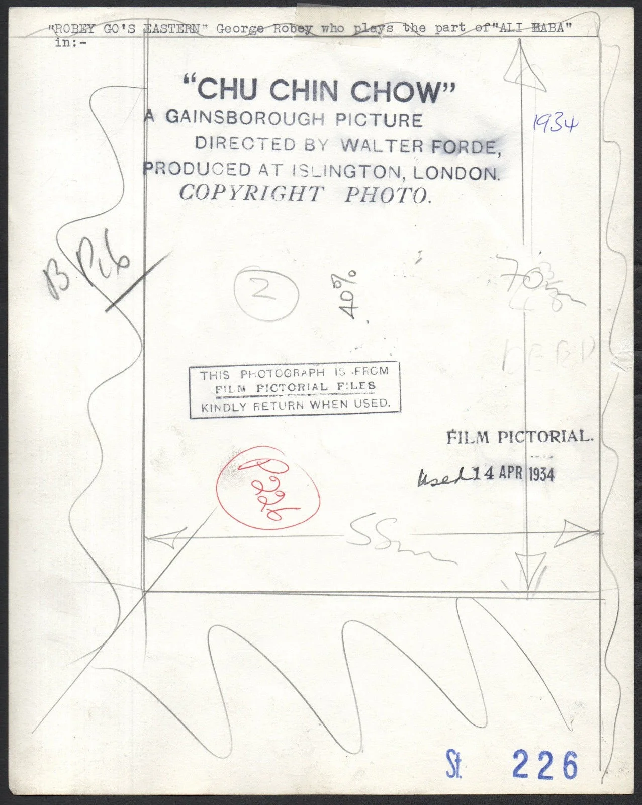 CHU CHIN CHOW 1934 GEORGE ROBEY Ali Baba Arabian Nights PORTRAIT #98, изображение 2