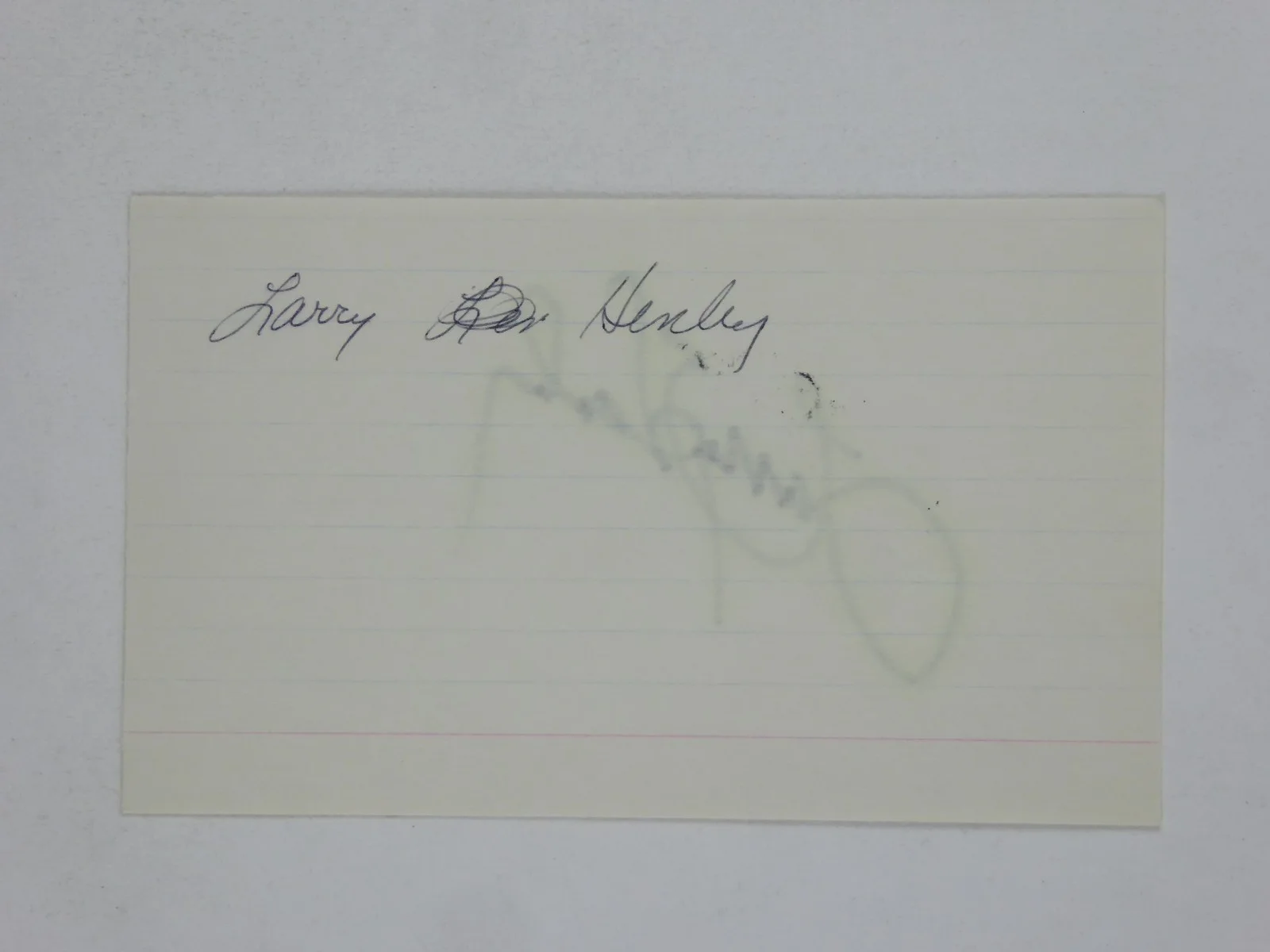 Larry Henley Signed Autographed 3x5 Index Card Songwriter Wind Beneath My Wings, image 2