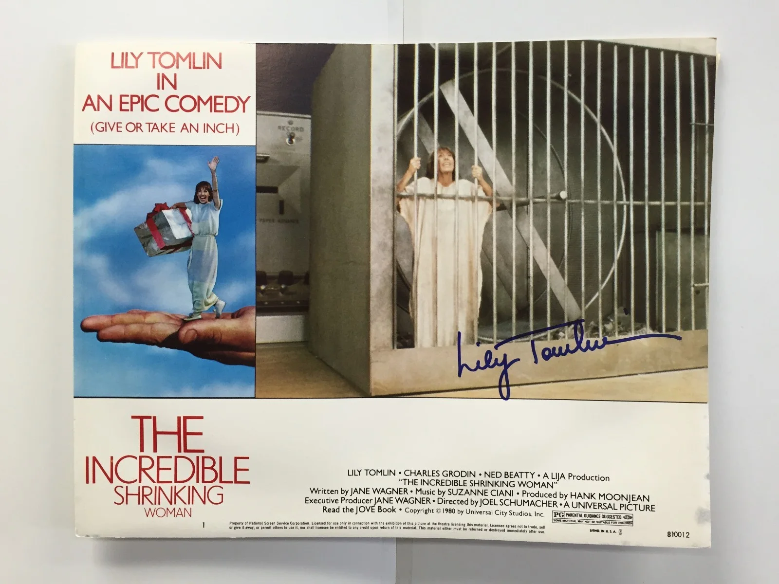 Lily Tomlin Signed The Incredible Shrinking Woman 11X14 Lobby Card Photo JSA, изображение 3