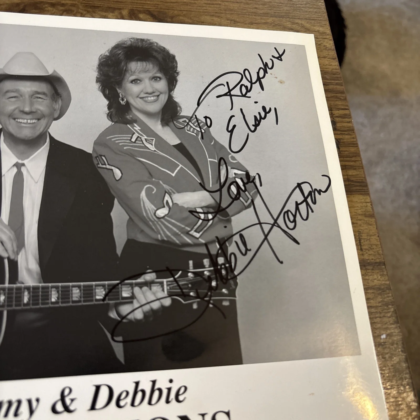 Tommy & Debbie THE HORTONS Photo 8x10 Signed B&W, image 3