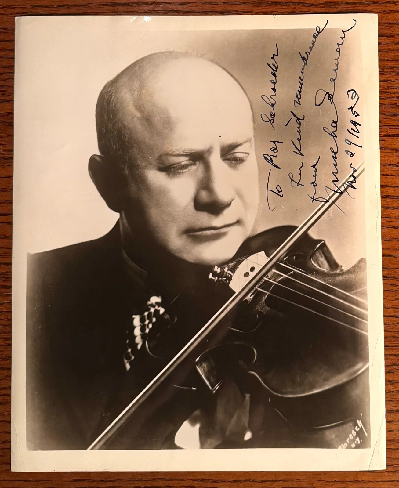 MISCHA ELMAN signed photo Russian Ukrainian violinist 1953, image 2