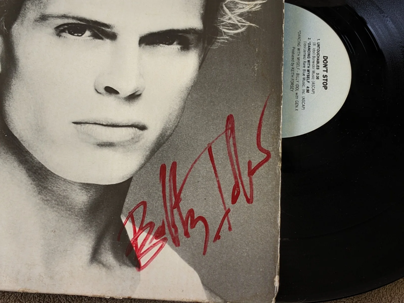 Billy Idol Signed Autograph Record Album Vinyl Dont Stop, image 2