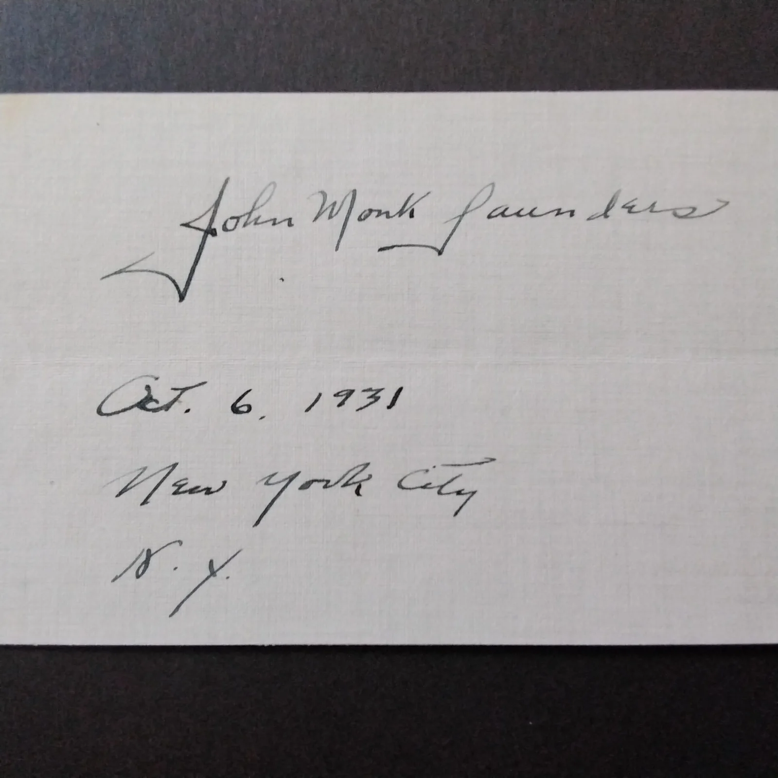 John Monk Saunders SIGNED 1931 Paper Photo Screen Writer Wings Fay Wray, image 4