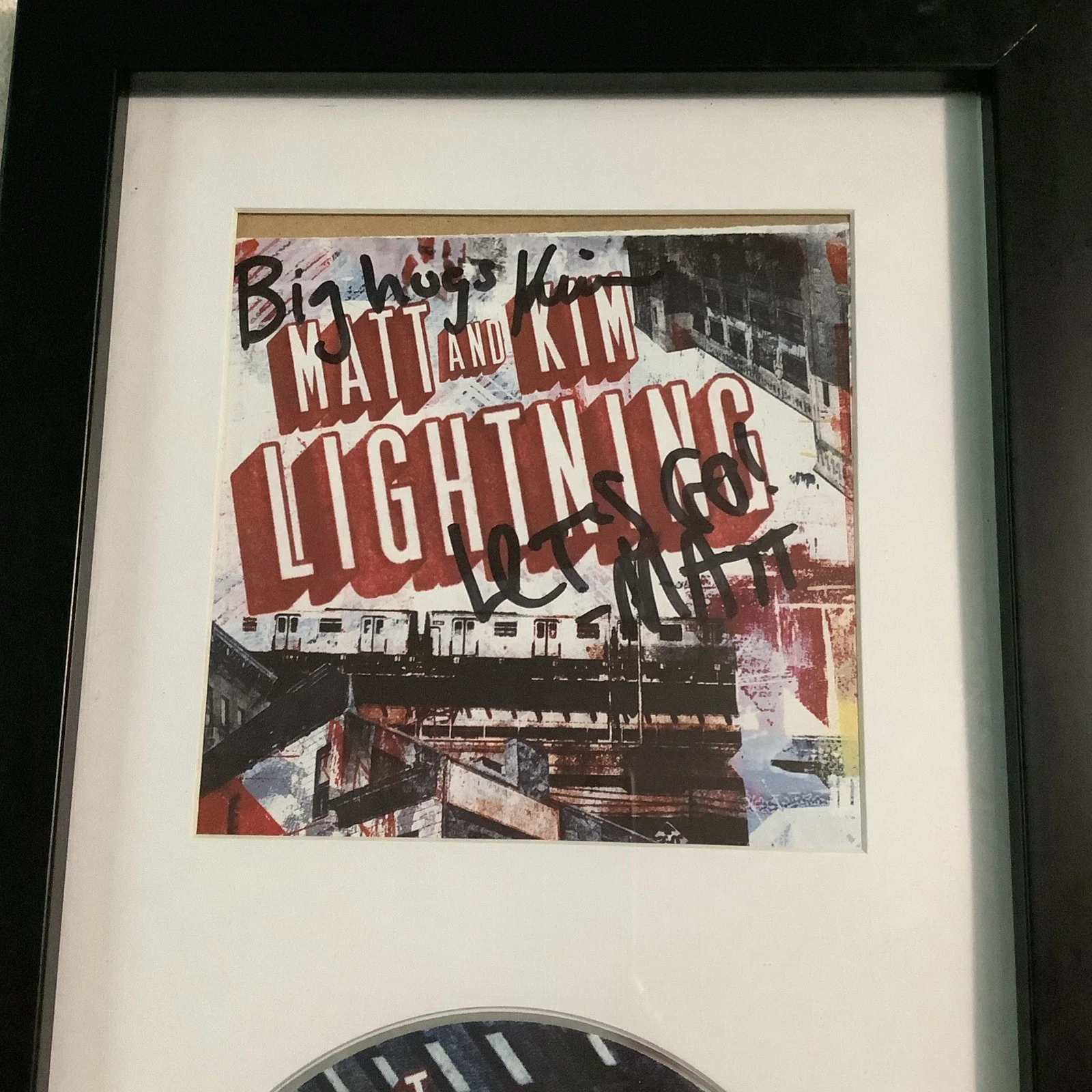 Matt And Kim Band Signed Lightning CD Framed Matt Johnson Kim Schifino, image 2
