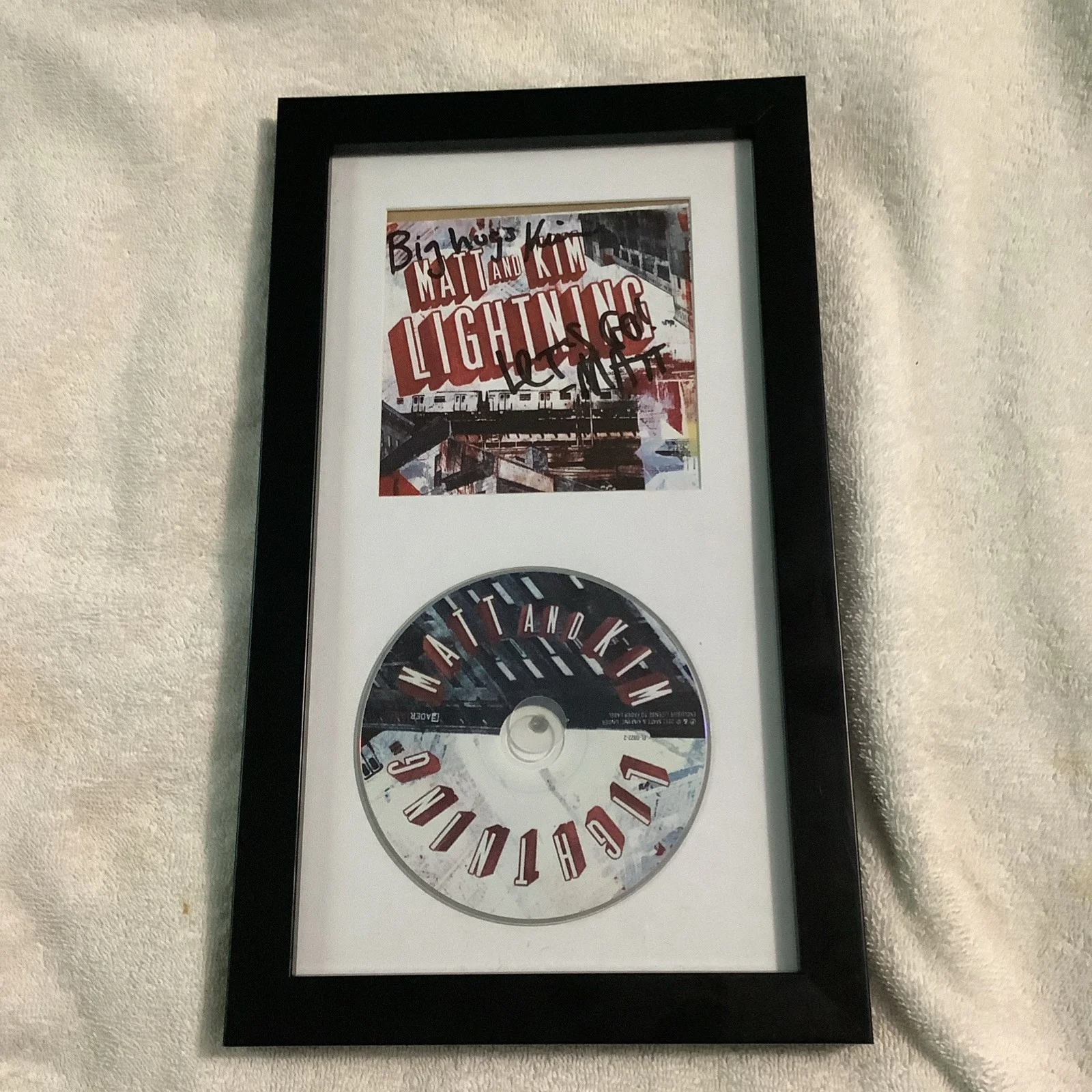 Matt And Kim Band Signed Lightning CD Framed Matt Johnson Kim Schifino, image 3