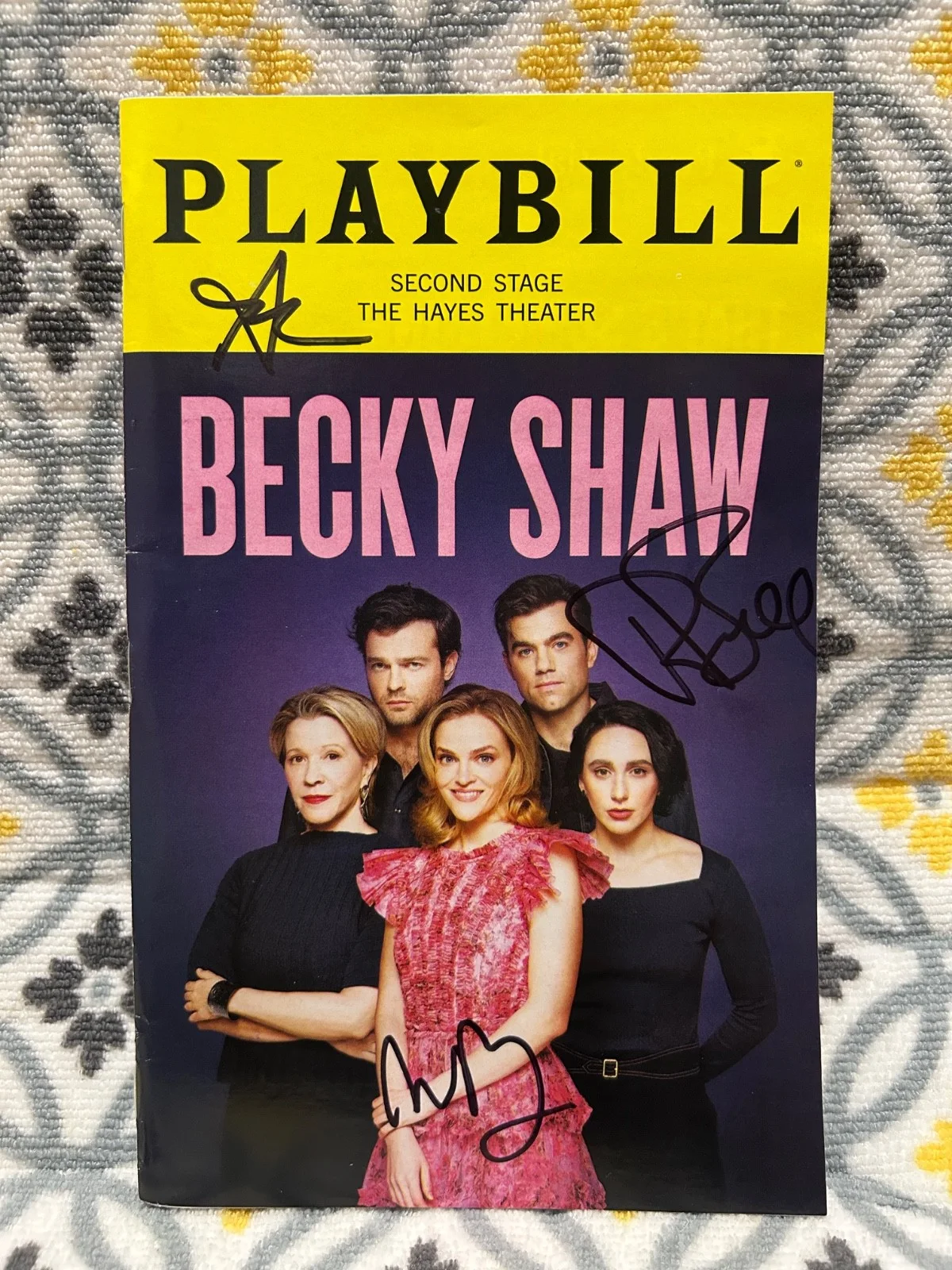Patrick Ball, Alden Ehrenreich, Madeline Brewer — Becky Shaw Signed Playbill - Patrick Ball, Madeline Brewer, Alden Ehrenreich