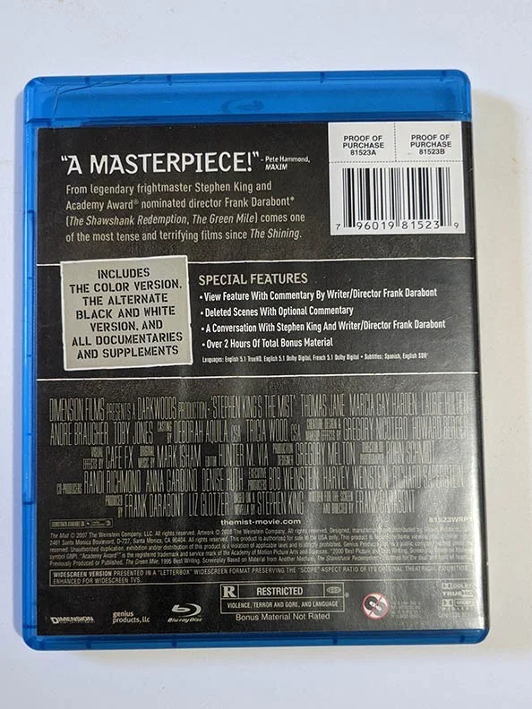 Frank Darabont — The Mist Blu-Ray Signed Frank Darabont Stephen King movie, image 3