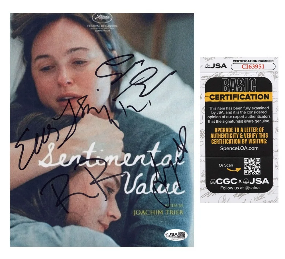 Renate Reinsve, Elle Fanning, Stellan Skarsgard, Joachim Trier — "SENTIMENTAL VALUE" Cast signed 8x10 Photo b RENATE REINSVE Elle Fanning JSA COA