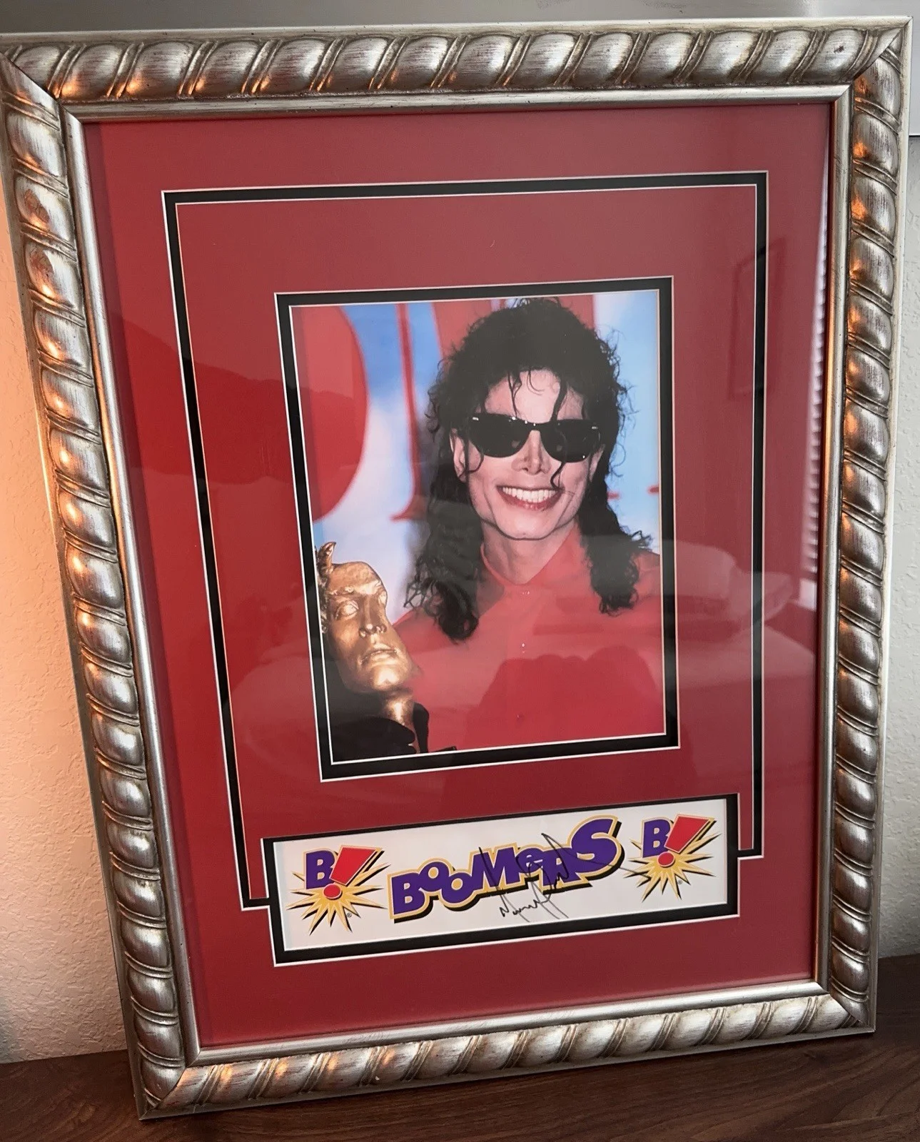 Michael Jackson Rare Hand-Signed Boomers Sticker Framed Photo Ensemble COA, image 2