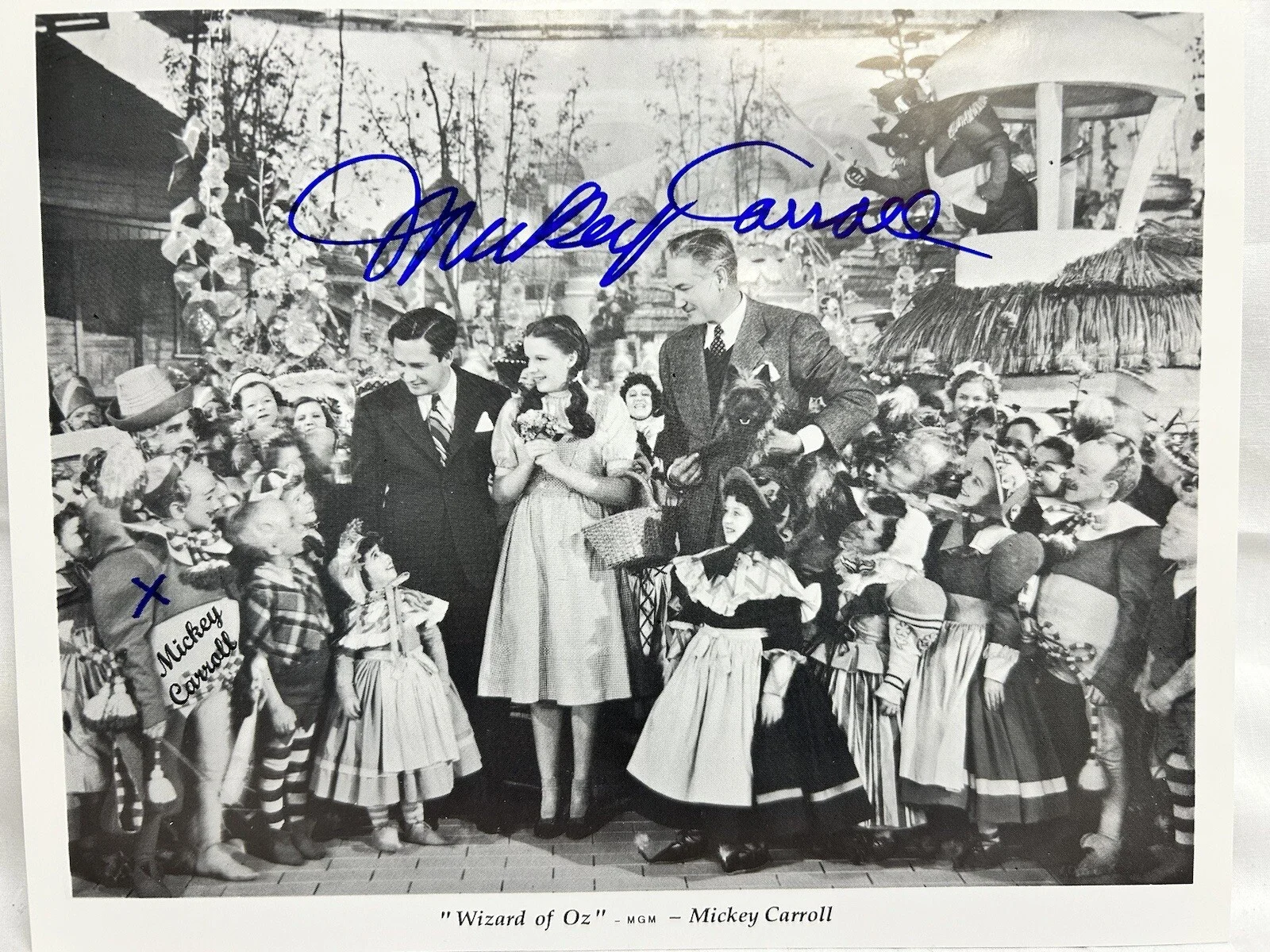 Mickey Carroll — Wizard Of Oz Black & White Photograph Signed Mickey Caroll a Munchkin