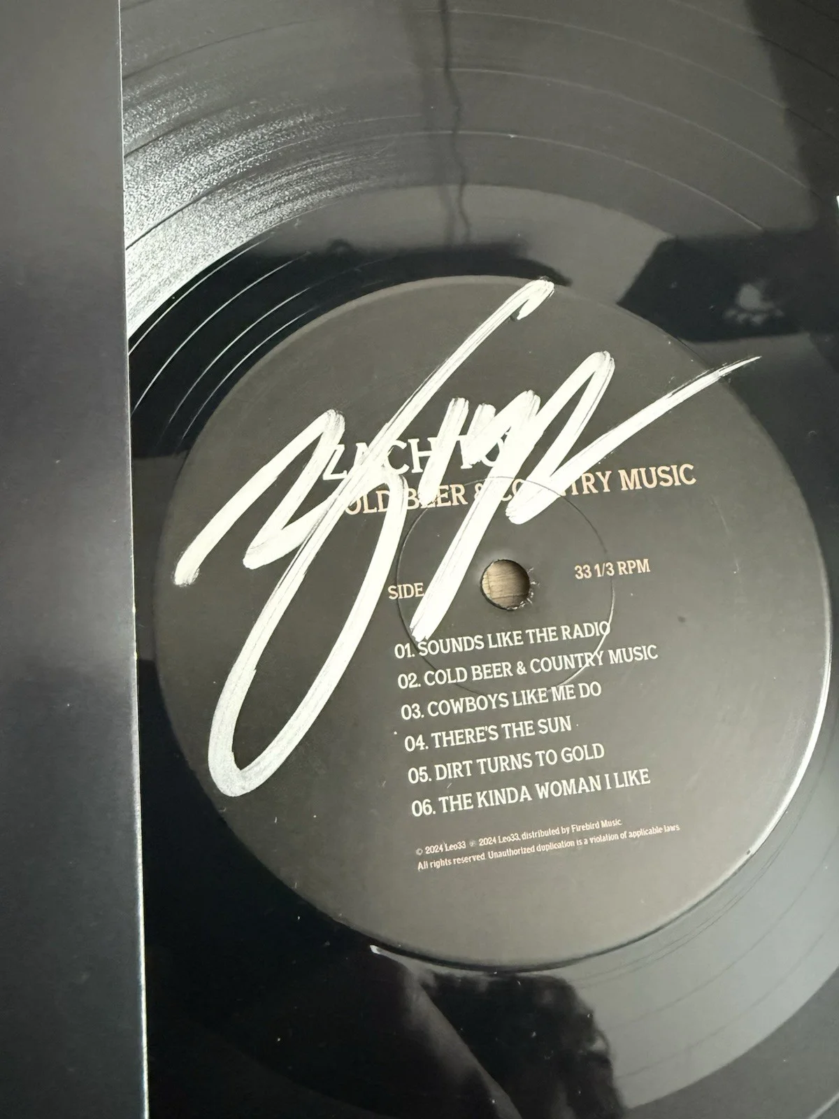 ZACH TOP SIGNED AUTOGRAPHED COLD BEER & COUNTRY VINYL RECORD DISC COUNTRY JSA, image 3
