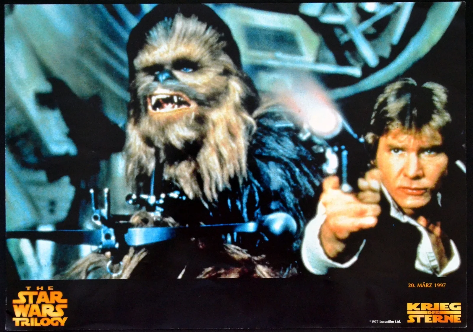 STAR WARS TRILOGY 1997 Harrison Ford, Mark Hamill 4 GERMAN LOBBY CARDS, изображение 2