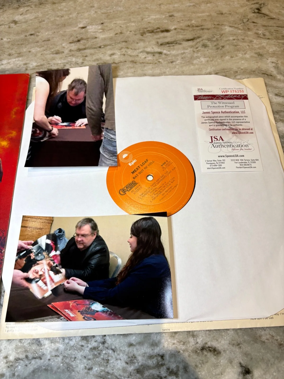 Meat Loaf Bat Out of Hell LP Record Signed w JSA COA, image 2