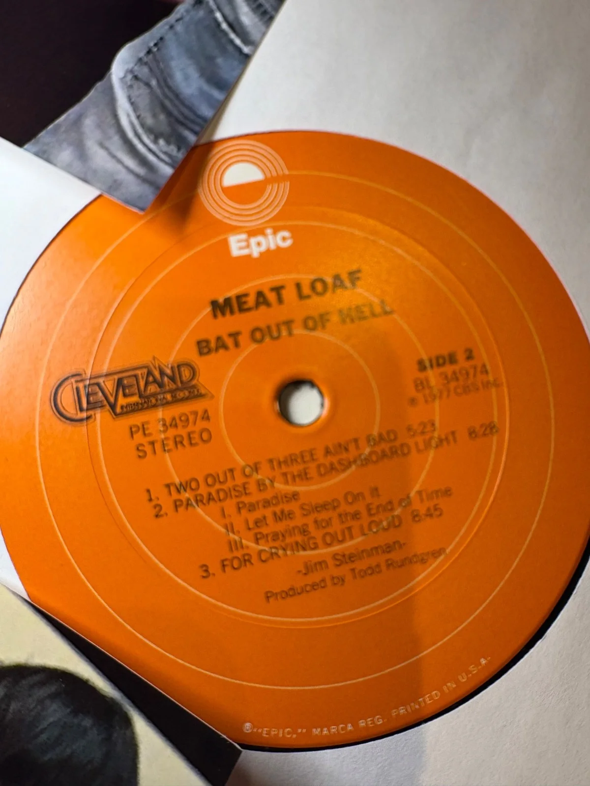 Meat Loaf Bat Out of Hell LP Record Signed w JSA COA, image 4