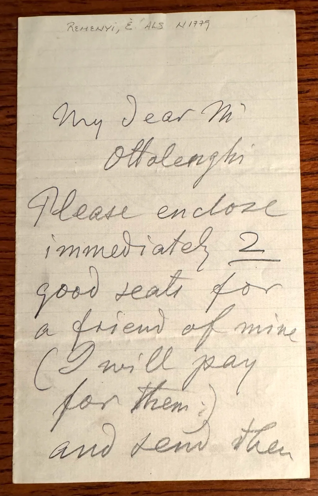 EDE REMENYI autograph letter RITTER San Francisco violinist discovered Brahms, image 2