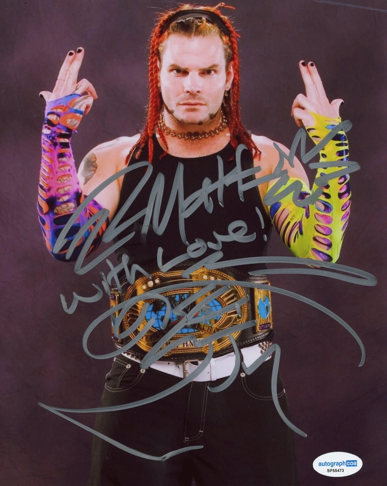 Jeff Hardy — Jeff Hardy "Hardy Boyz" AUTOGRAPH Signed TNA Wrestling 8x10 Photo 'To Matt' ACOA, изображение 2