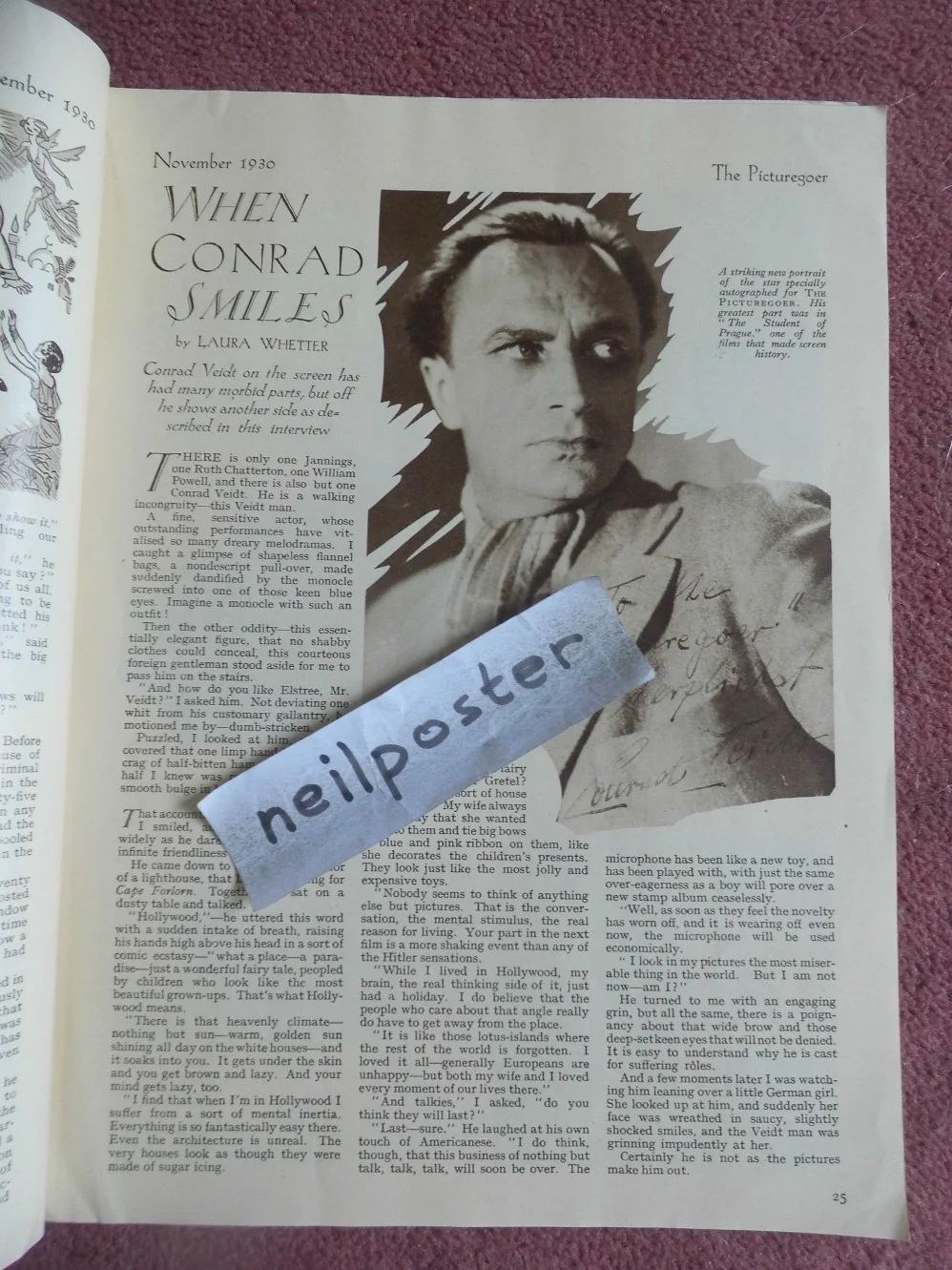 PICTUREGOER (1930) rare UK mag CLAUDIA DELL, MARGARET CHUTE, CONRAD VEIDT, изображение 2