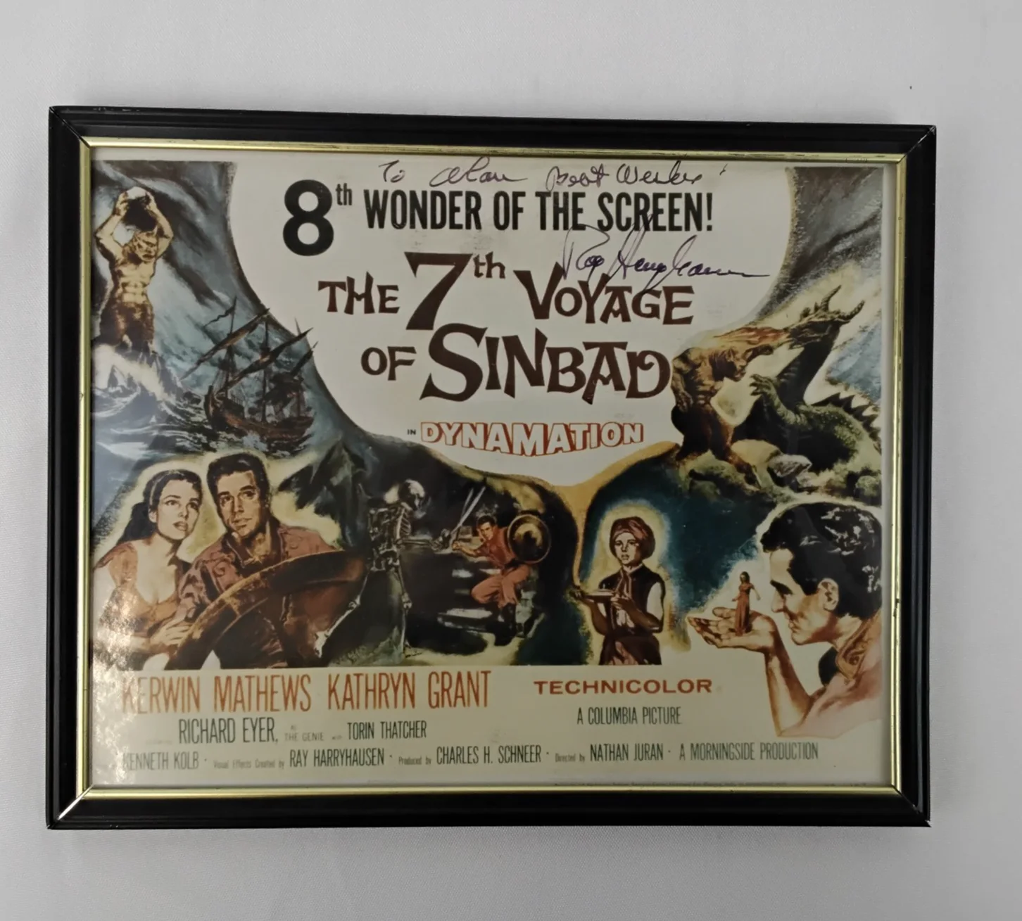 Ray Harry Hausen — The 7th Voyage of Sinbad Signed Movie Poster Ray Harry Hausen Framed 10x8 *J5681, изображение 2