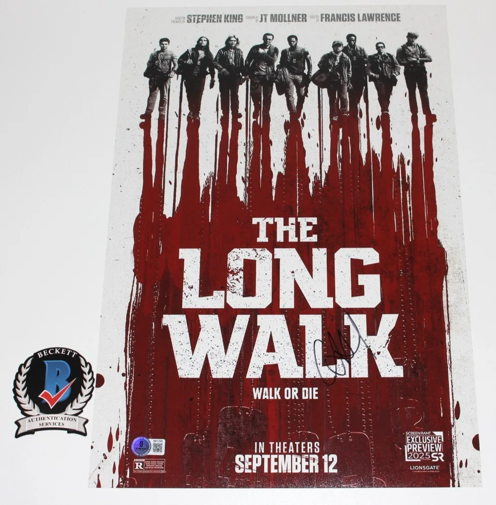COOPER HOFFMAN SIGNED 'THE LONG WALK' 12x18 MOVIE POSTER B BECKETT BAS COA, изображение 2