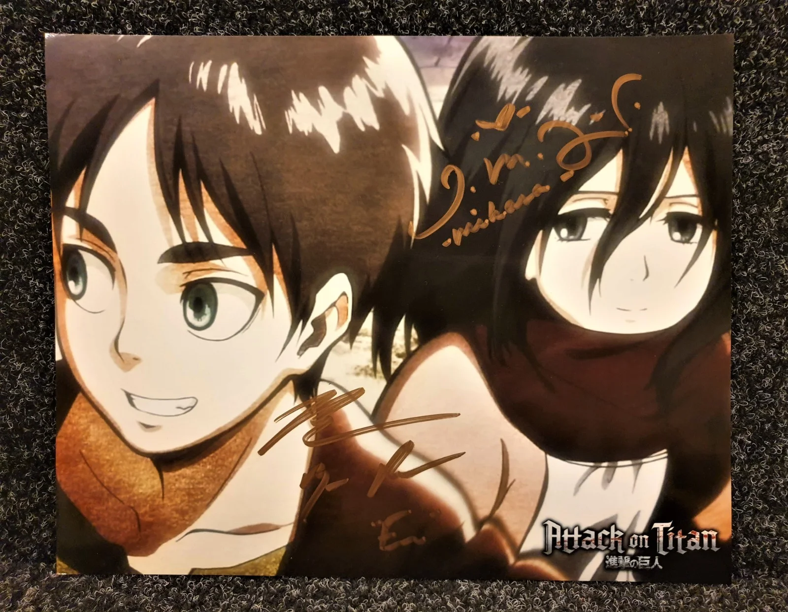Bryce Papenbrook, Trina Nishimura — Attack On Titan/Shingeki no Kyojin - DOUBLE SIGNED PRINT - Erin/Mikasa