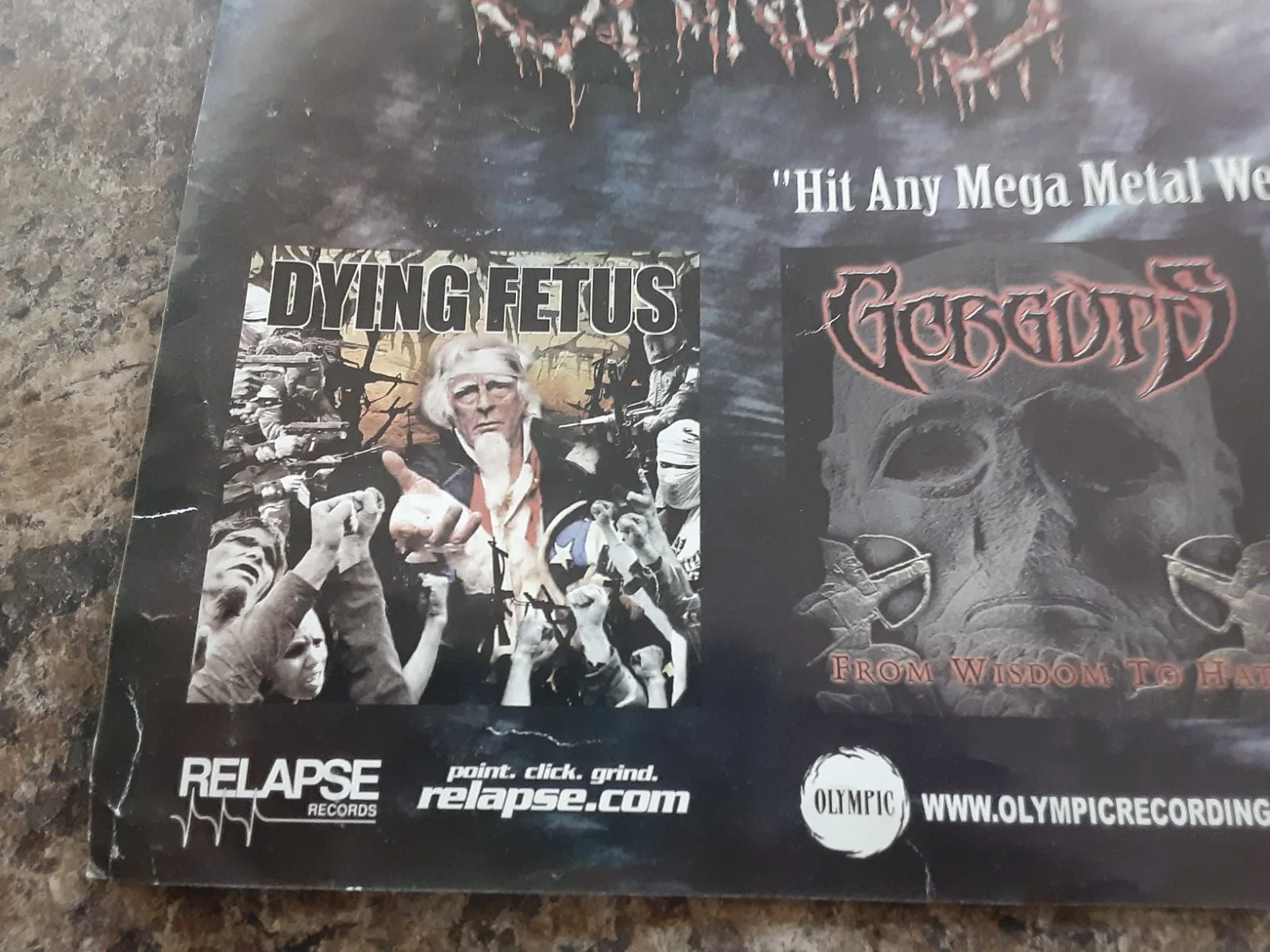 Crush The Opposition Tour '01 Promo Poster Dying Fetus, Gorguts Original 11x17, изображение 2