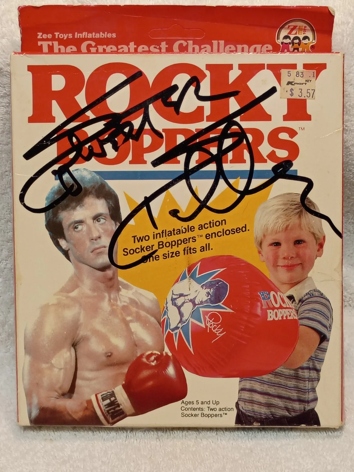 Sylvester Stallone — ULTRA RARE! Sylvester Stallone Autographed/Signed "Rocky Boppers" Box w/ Boppers