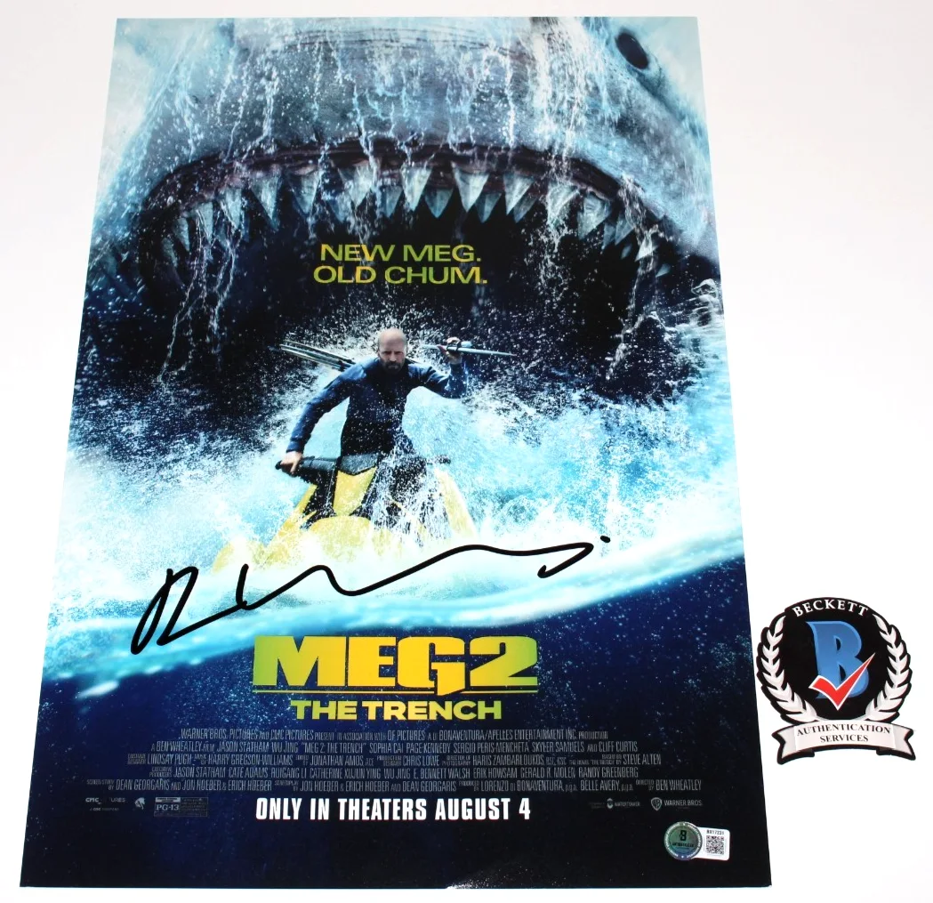DIRECTOR BEN WHEATLEY SIGNED MEG 2 THE TRENCH 12x18 MOVIE POSTER BECKETT BAS COA, изображение 2
