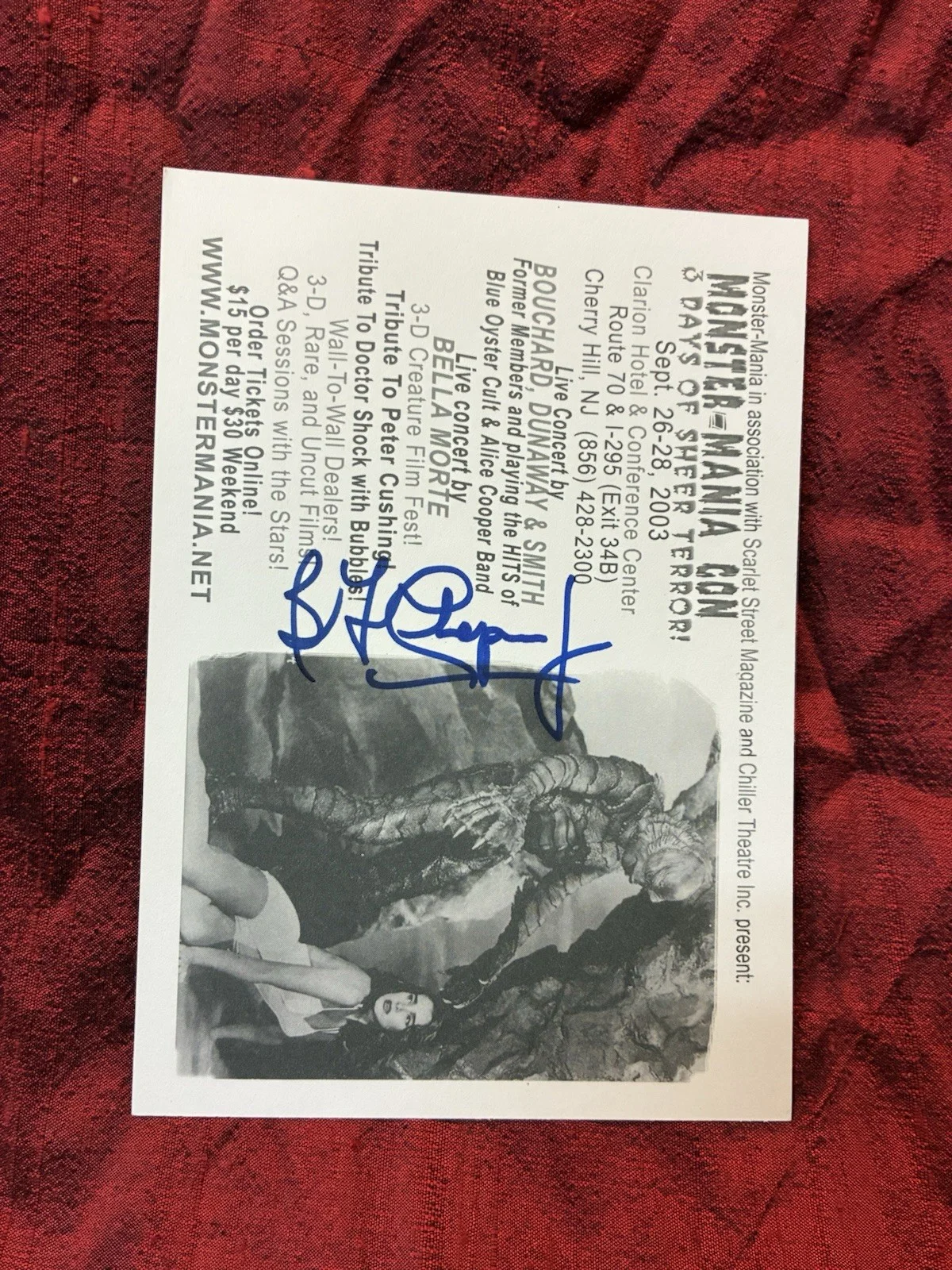 Creature Black Lagoon Autograph Ben Chapman Signed Monster Mania Promo Card 2003, изображение 2