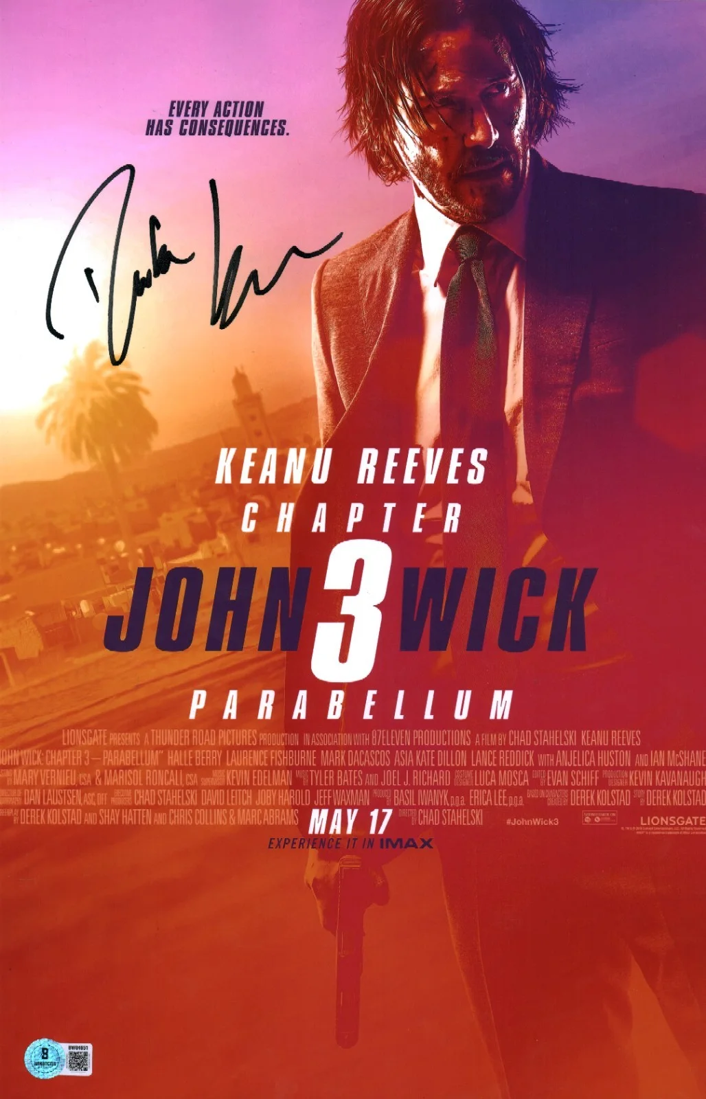 derek kolstad — CREATOR DEREK KOLSTAD SIGNED 'JOHN WICK 3' 11x17 MOVIE POSTER PHOTO BAS COA