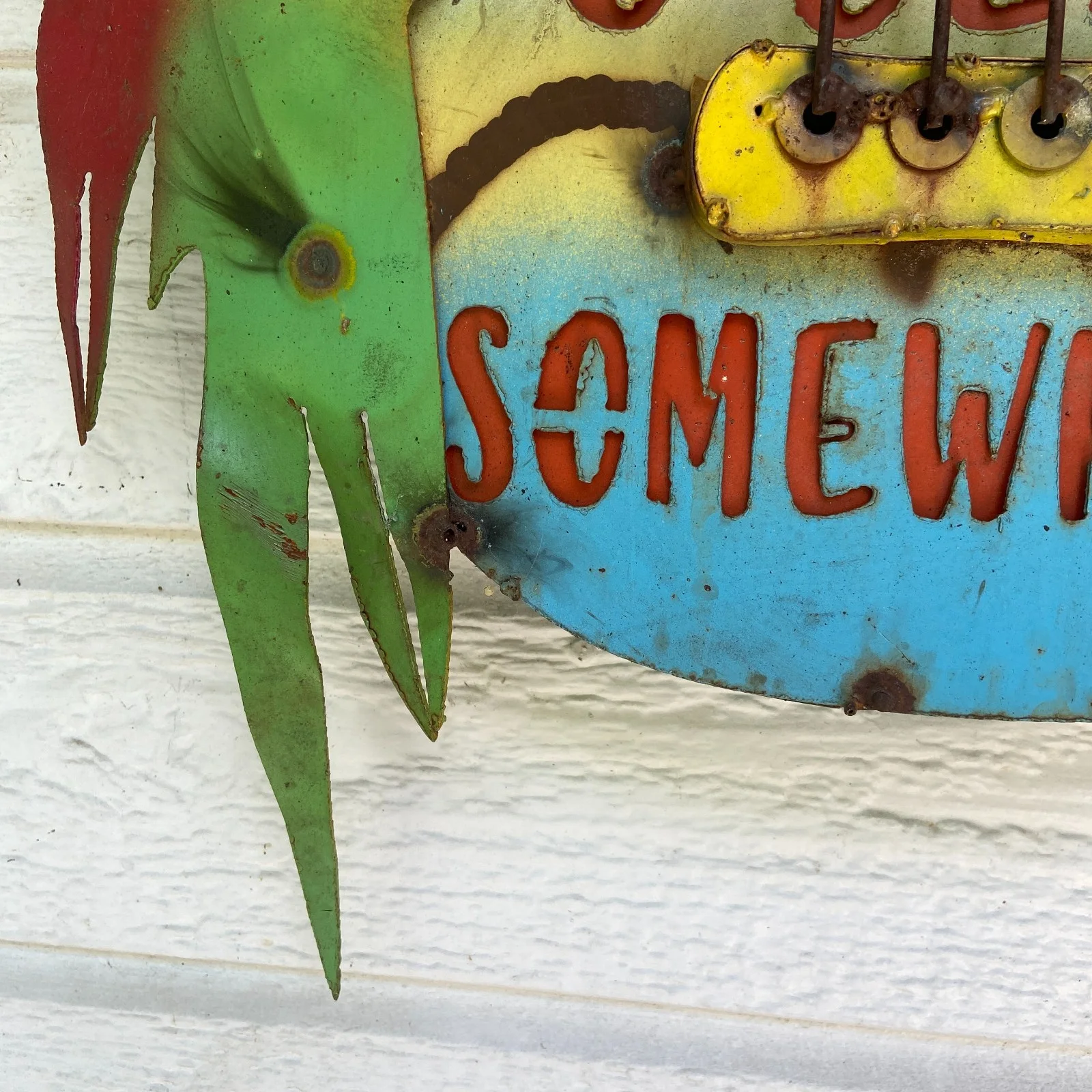 Welded Metal It’s 5 O’clock Somewhere Guitar Man Cave Sign Parrot Jimmy Buffet, изображение 5