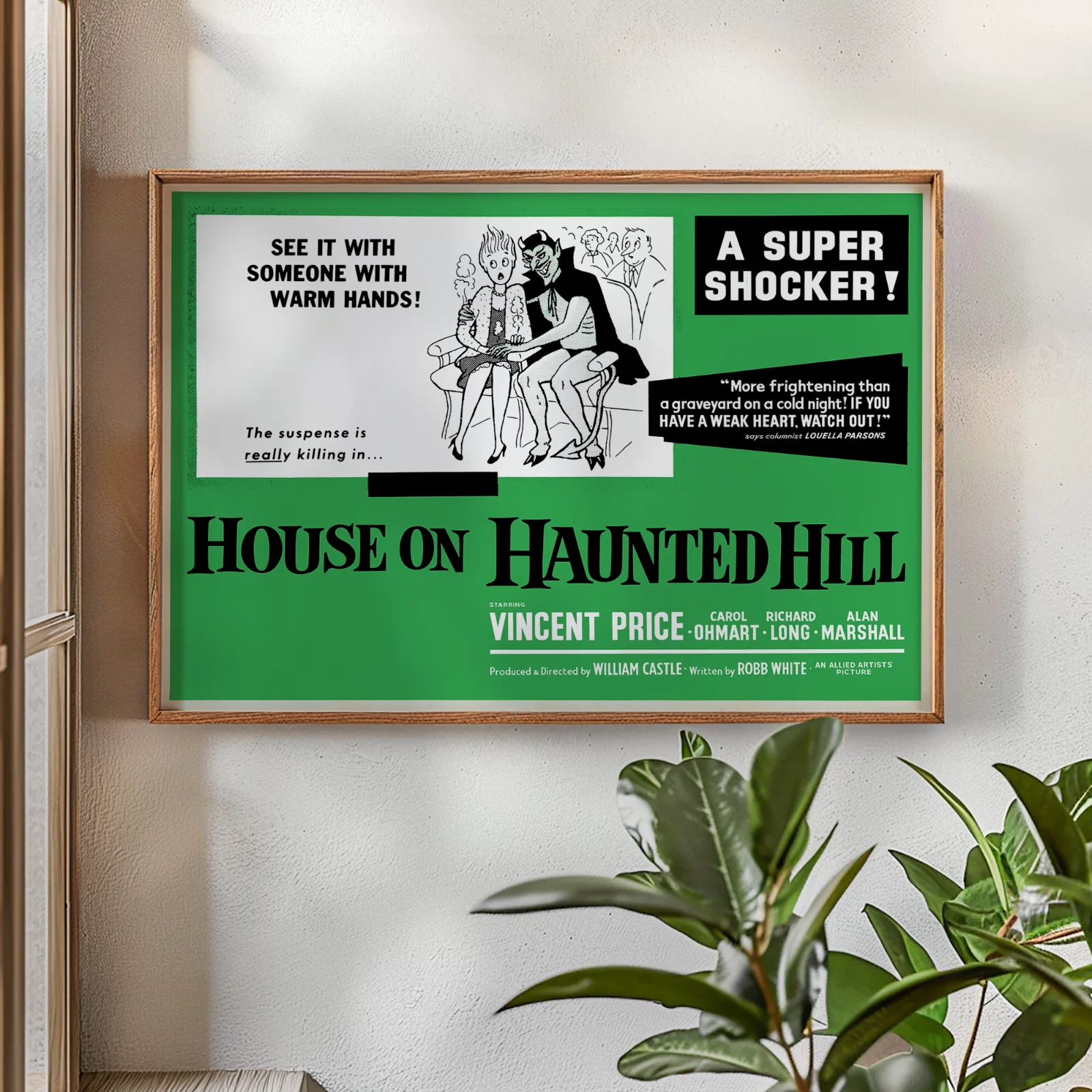 House on Haunted Hill - 1959 Horror/Crime Restored 30" x 40" UK Quad Poster, изображение 2