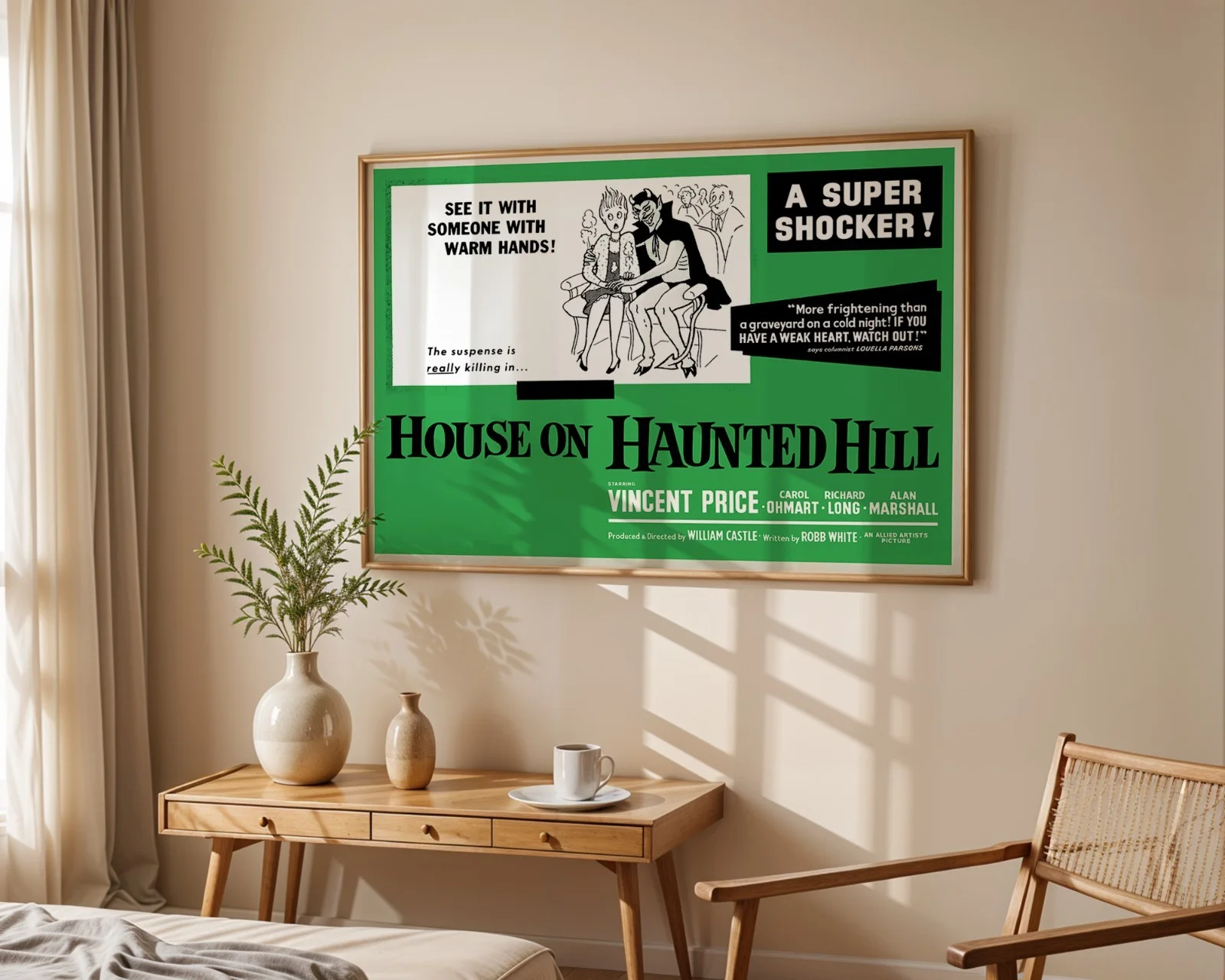 House on Haunted Hill - 1959 Horror/Crime Restored 30" x 40" UK Quad Poster, изображение 3