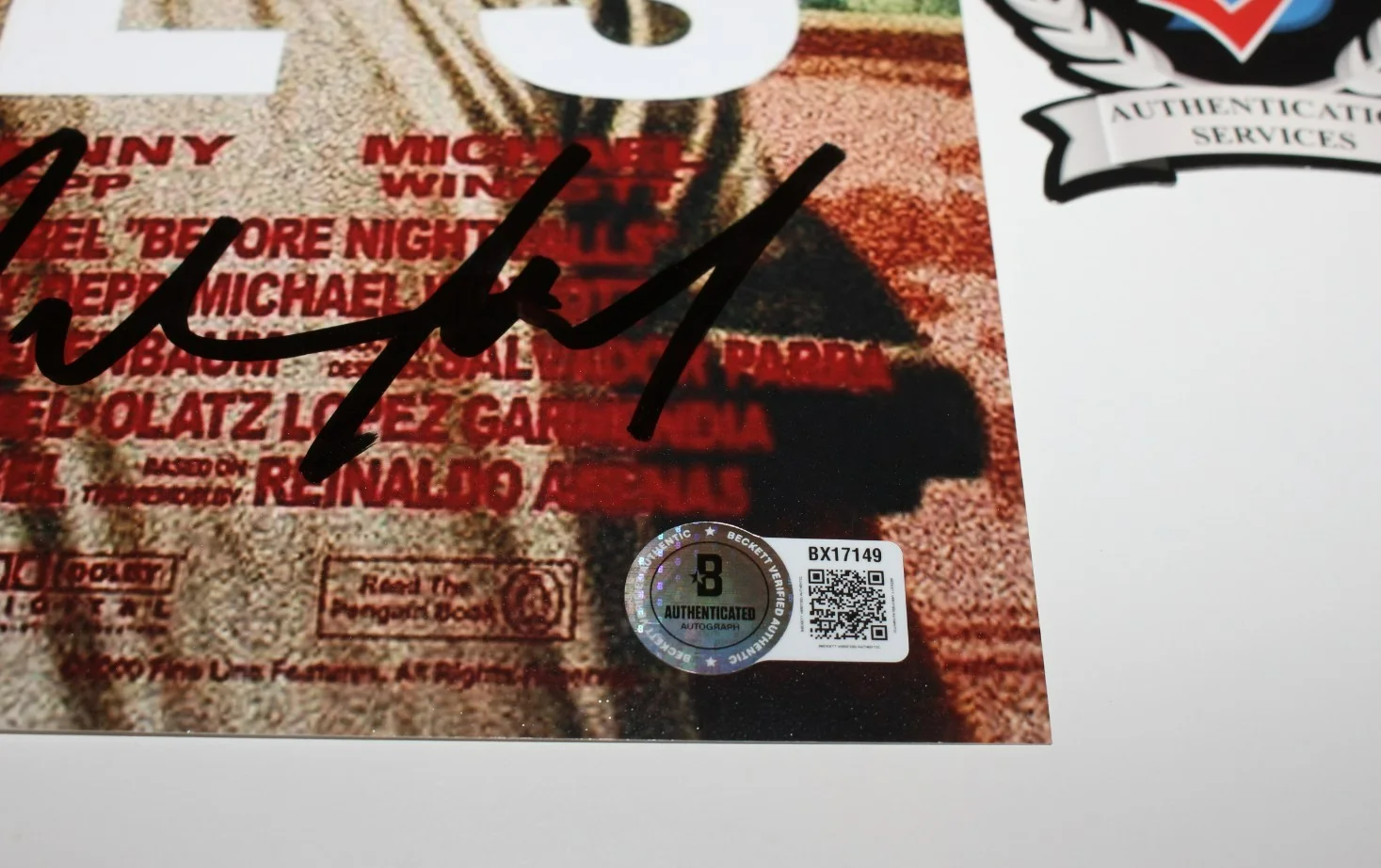 JULIAN SCHNABEL SIGNED 'BEFORE NIGHT FALLS' 12x18 MOVIE POSTER 1 BECKETT COA, изображение 3