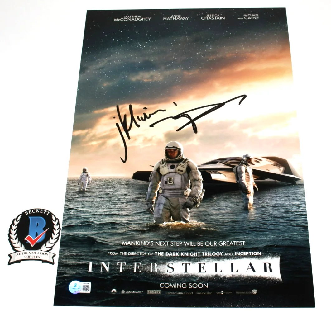 MATTHEW MCCONAUGHEY SIGNED 'INTERSTELLAR' 12x18 MOVIE POSTER 1 BECKETT BAS COA, image 2