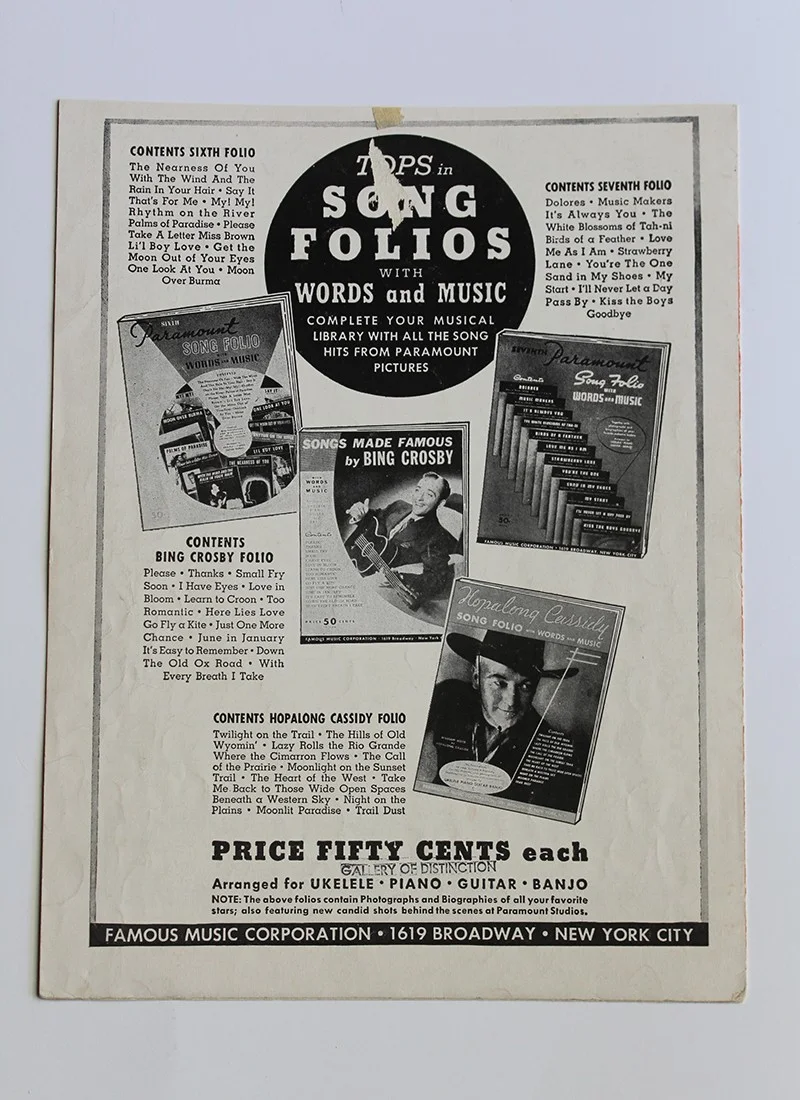 Bob Hope — BOB HOPE - Autograph / Signed Vintage Sheet Music - "MOONLIGHT BECOMES YOU", изображение 2