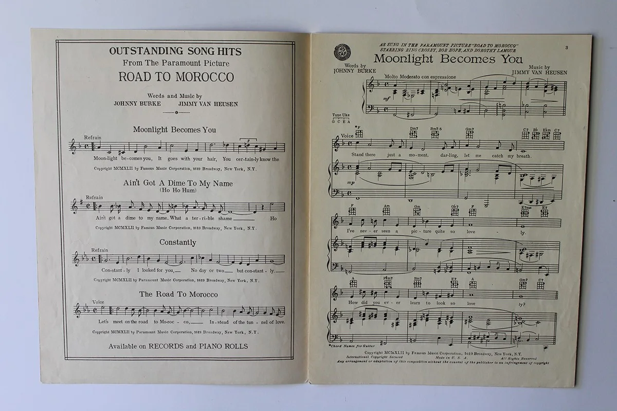 Bob Hope — BOB HOPE - Autograph / Signed Vintage Sheet Music - "MOONLIGHT BECOMES YOU", изображение 3
