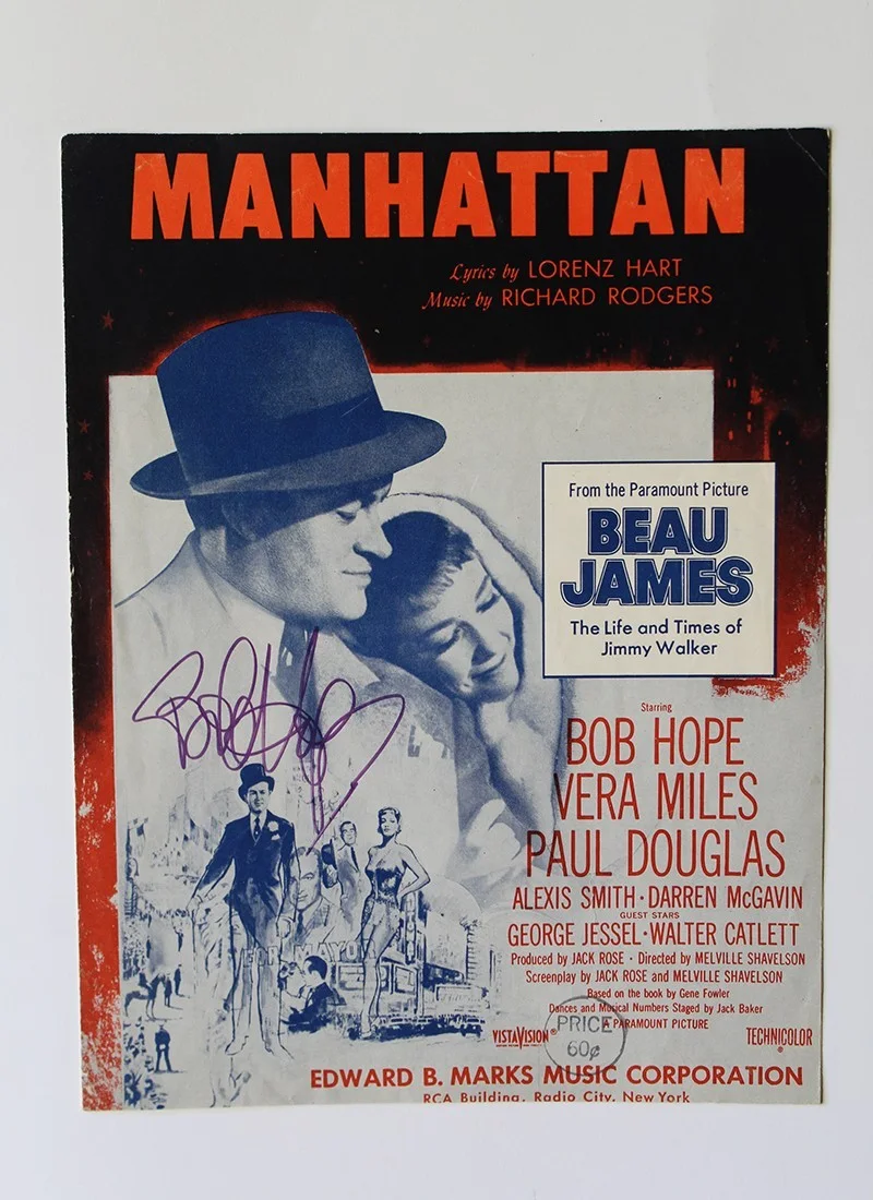 Bob Hope — BOB HOPE - Autograph / Signed Vintage Sheet Music - "MANHATTAN"