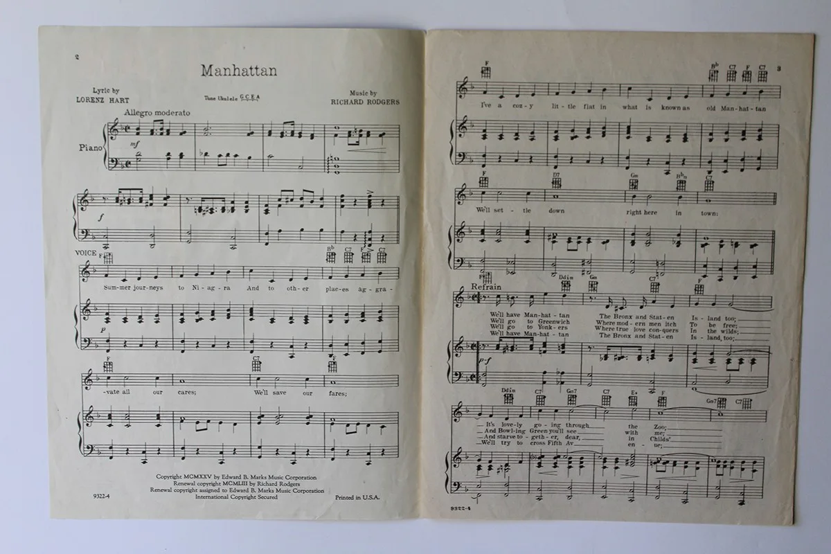 Bob Hope — BOB HOPE - Autograph / Signed Vintage Sheet Music - "MANHATTAN", изображение 3