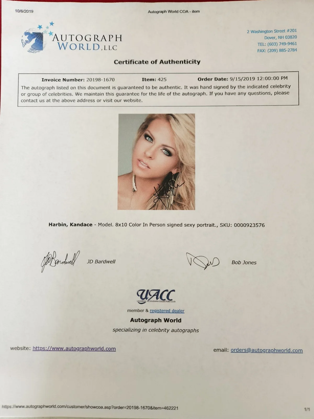Kandace Harbin Signed Autographed 8x10" Photograph AW COA Model Sexy Portrait, image 4